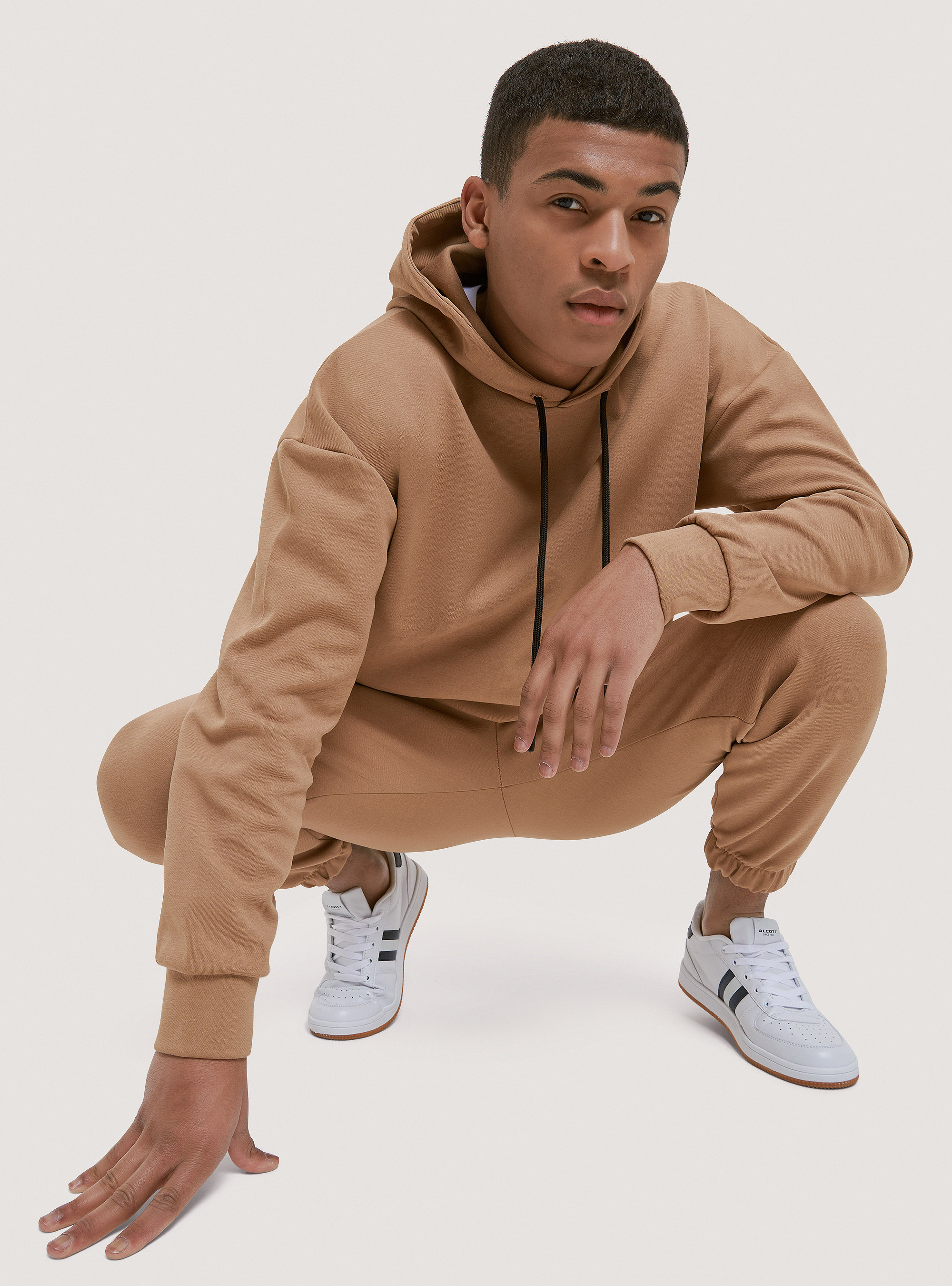 Sudadera básica con capucha, CAMELLO