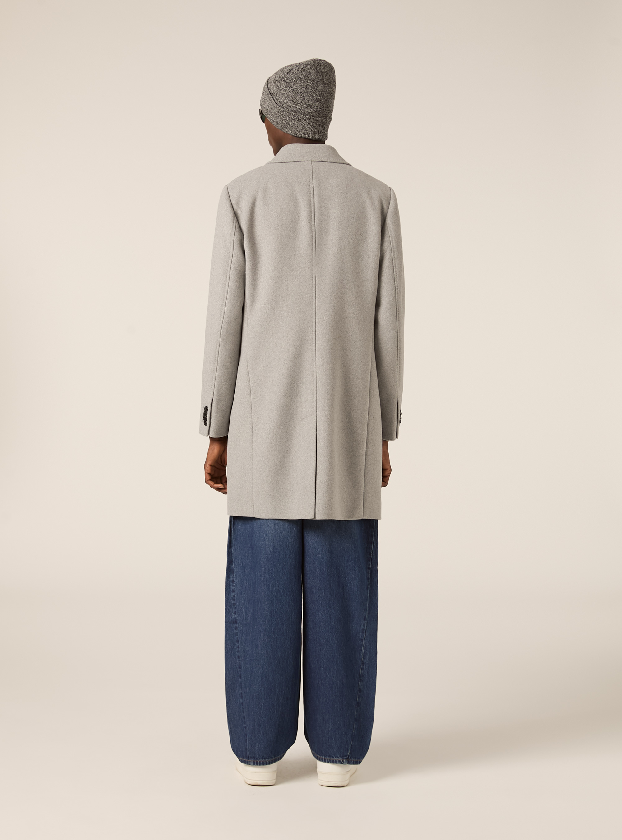 Single-breasted wool blend coat, MGY3 GREY MEL LIGHT