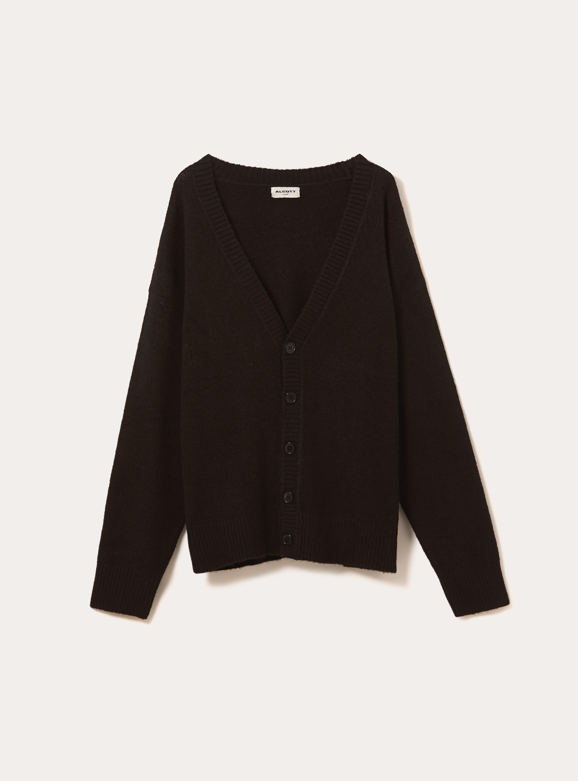 Cárdigan de corte cuadrado en mezcla de lana, BK1 BLACK