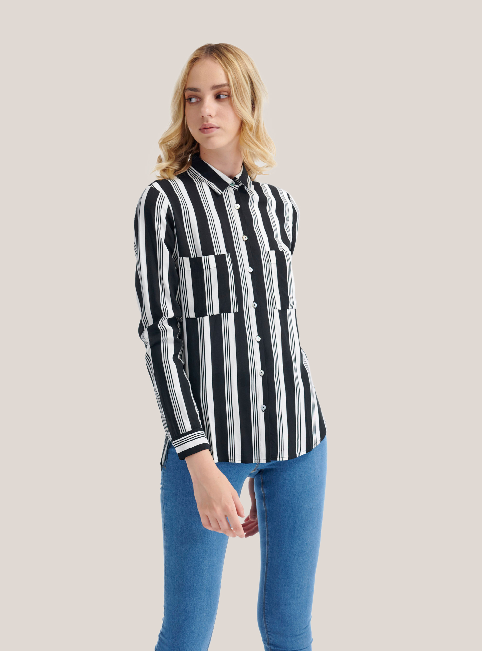 Striped shirt, WHITE