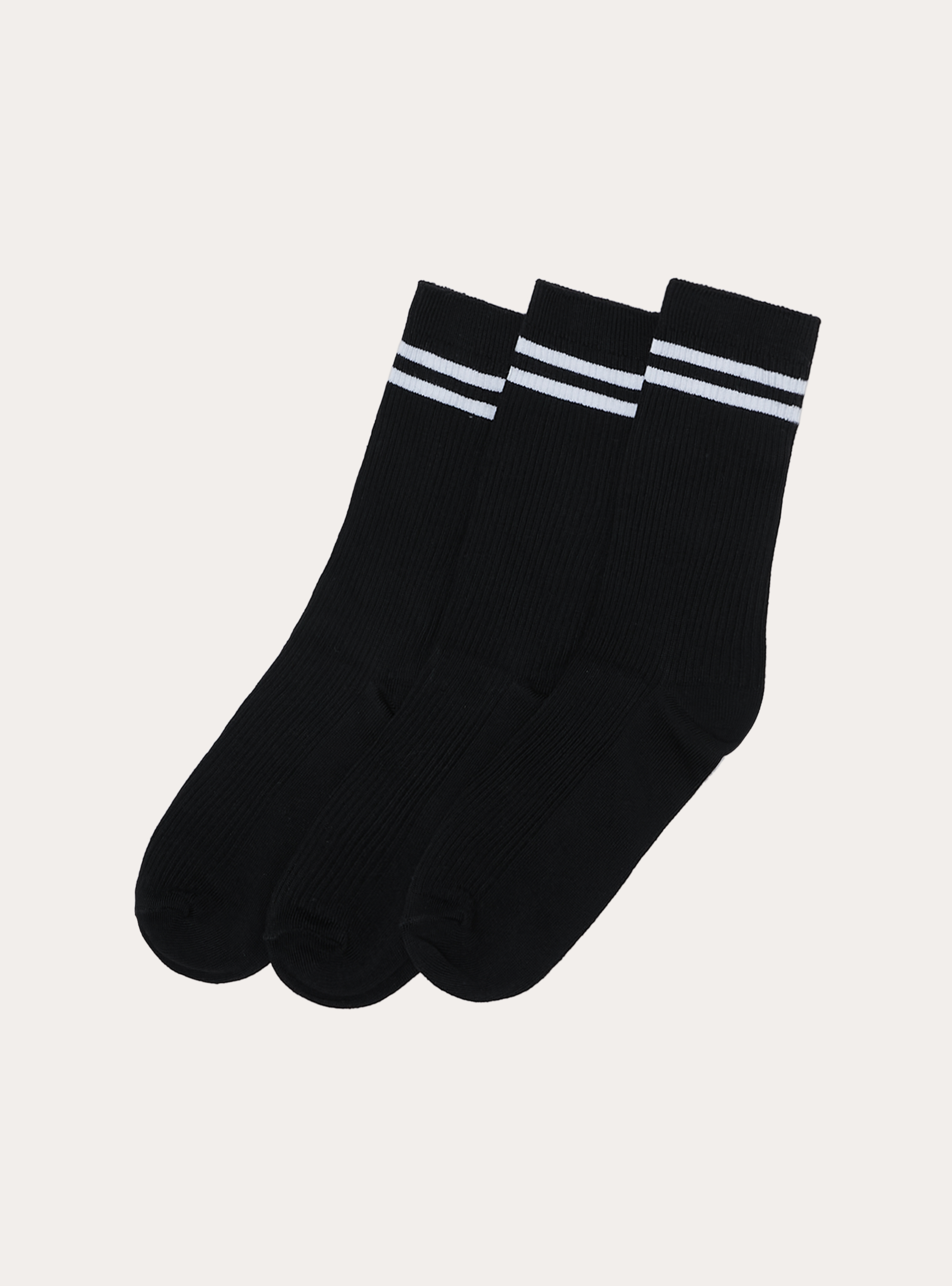 Calzino alto con righe unisex, BK1 BLACK