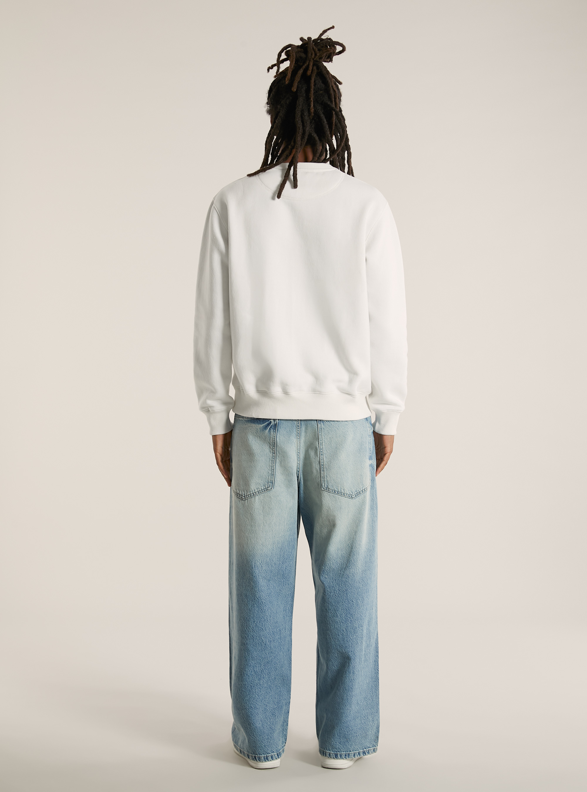 Sudadera de cuello redondo de color liso, WH2 WHITE