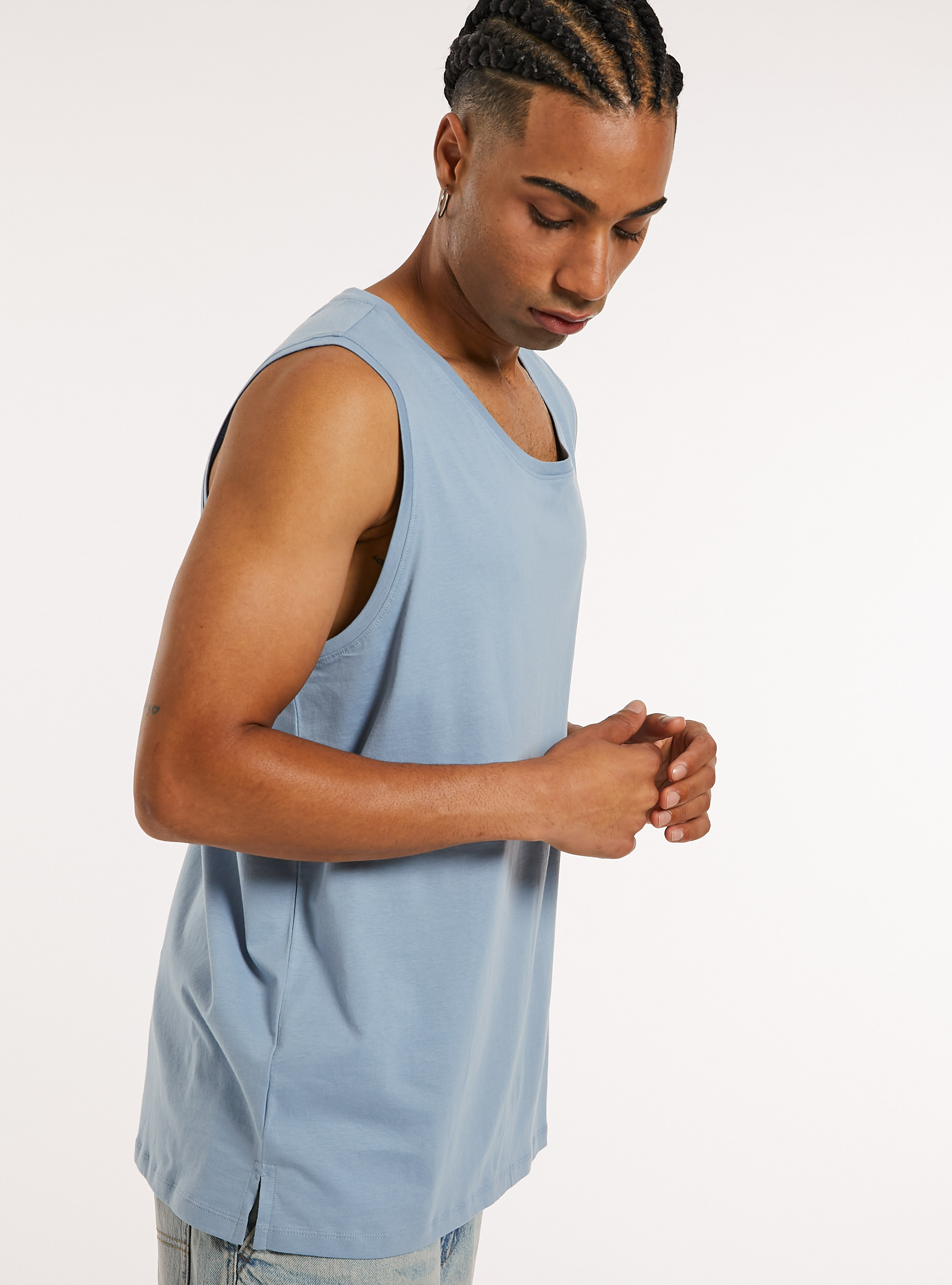 Solid-coloured comfort fit tank top, AZ3 AZURE LIGHT