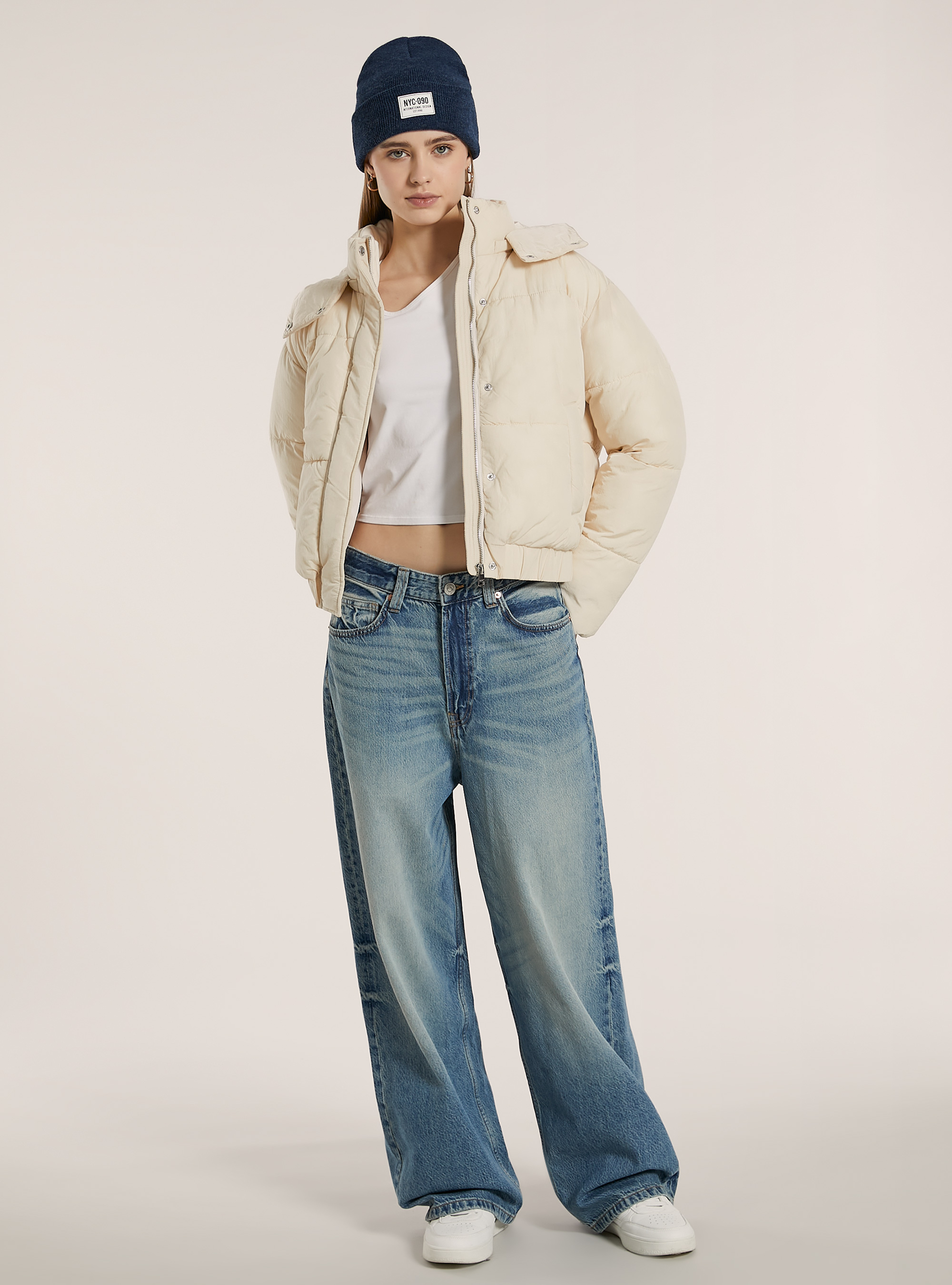 Veste bouffante avec capuche amovible, WH2 WHITE