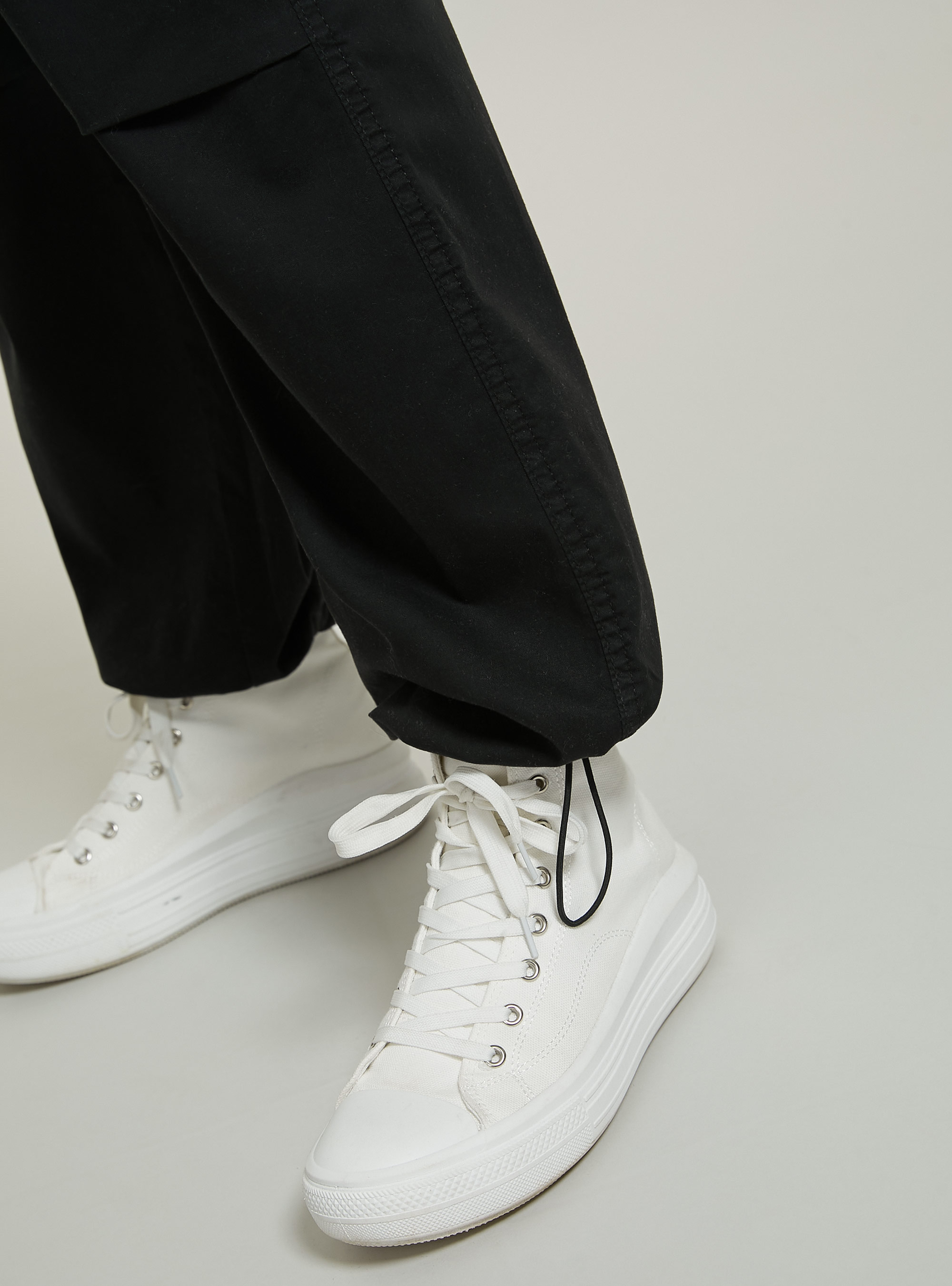 Pantalon en coton parachute, BK1 BLACK