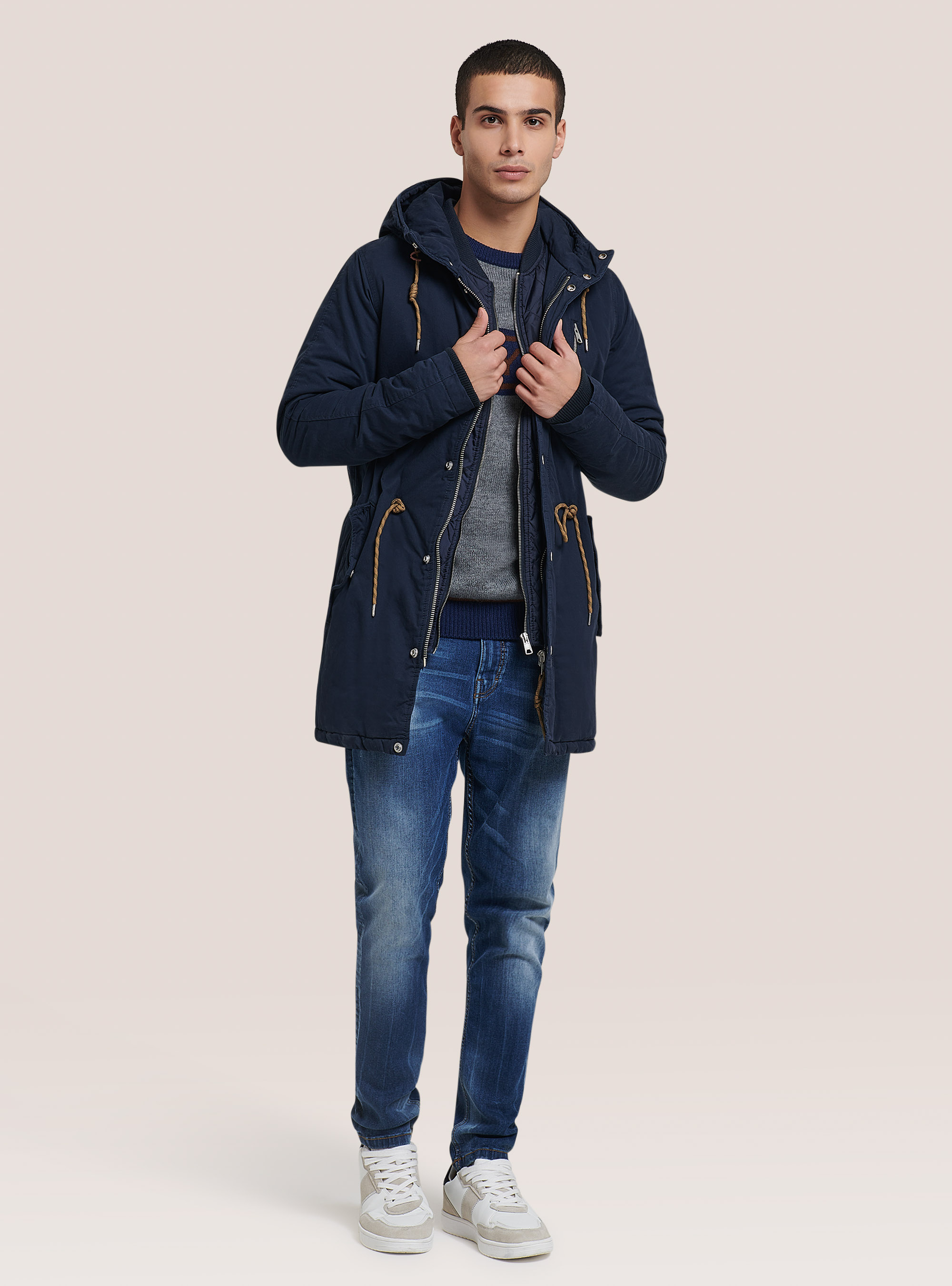 Parka mit Mock-Jacke, C2224 BLUE