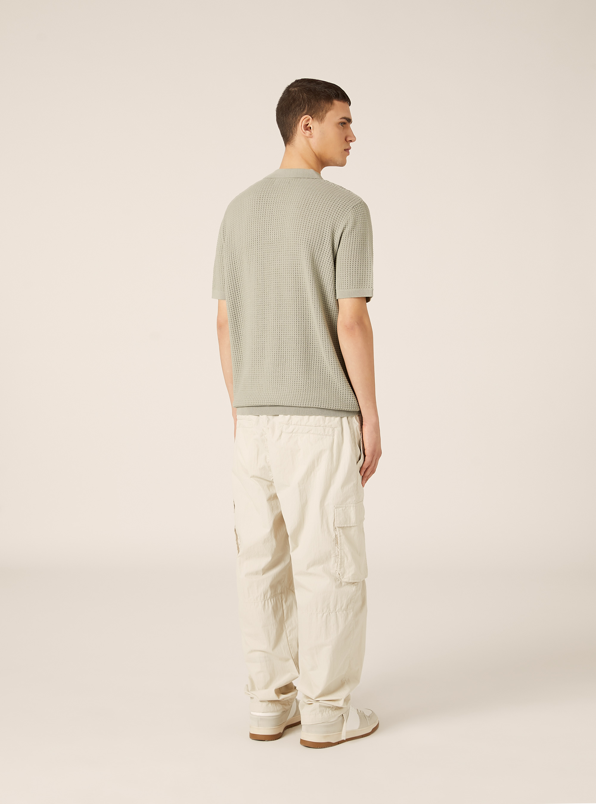 Polo-Shirt aus durchbrochenem Strick, SG3 SAGE LIGHT