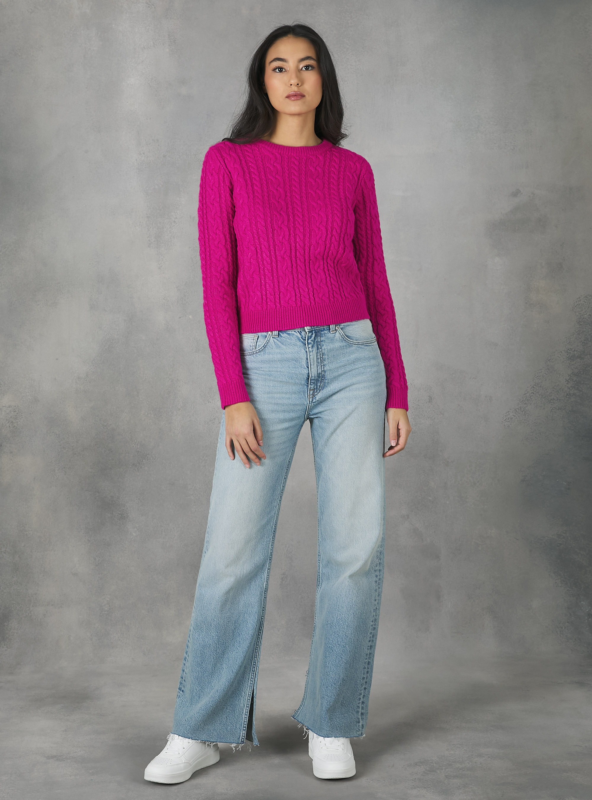 Pullover with braids, FX3 FUXIA LIGHT