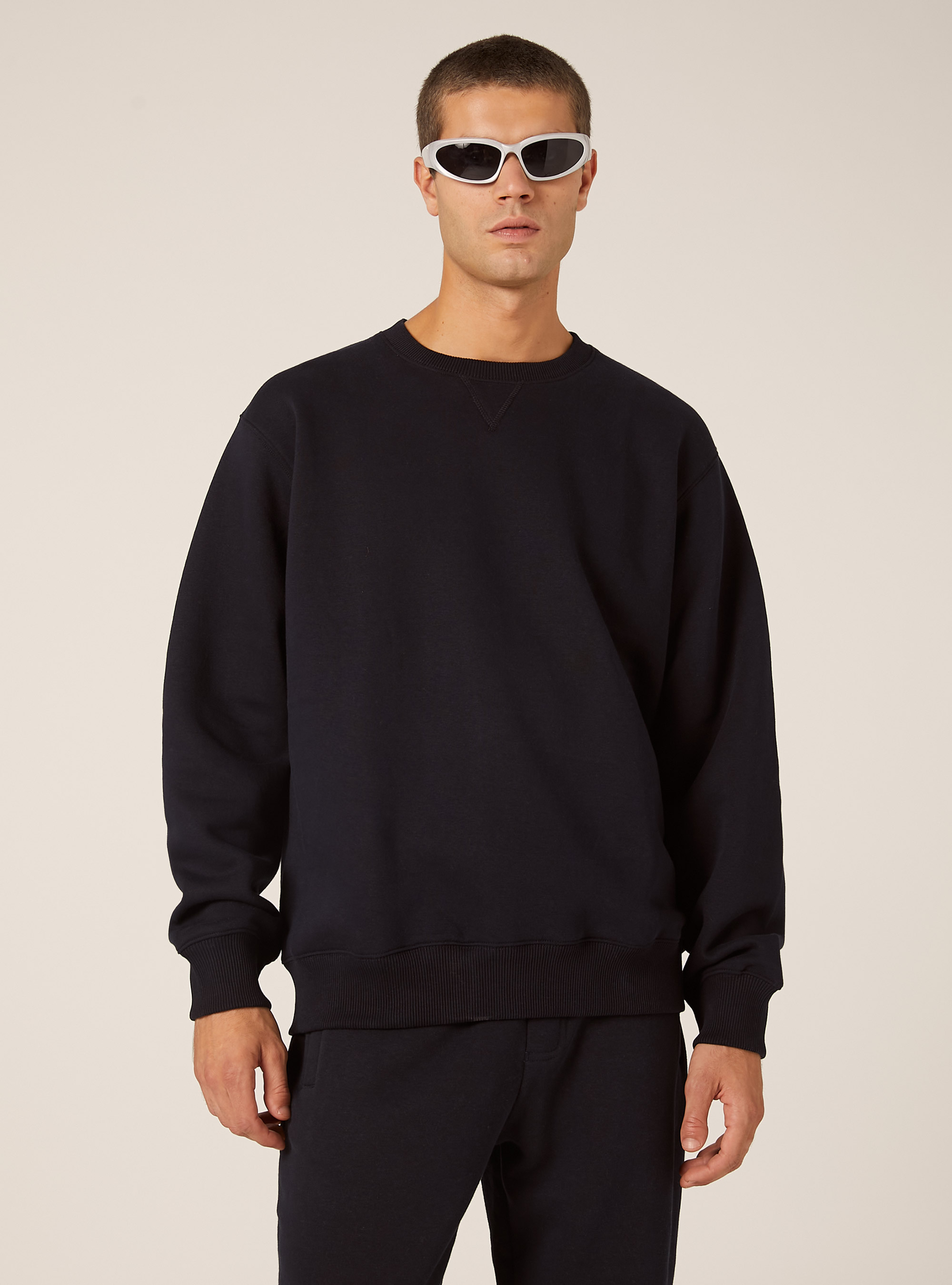 Solid color crew neck sweatshirt, NA1 NAVY DARK