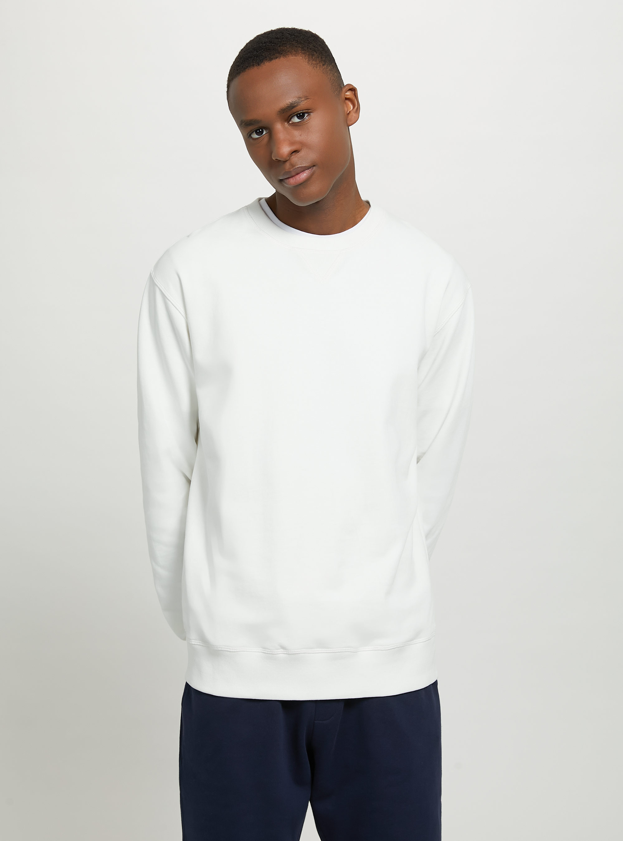 Plain-coloured crew-neck sweatshirt, WH1 OFF WHITE