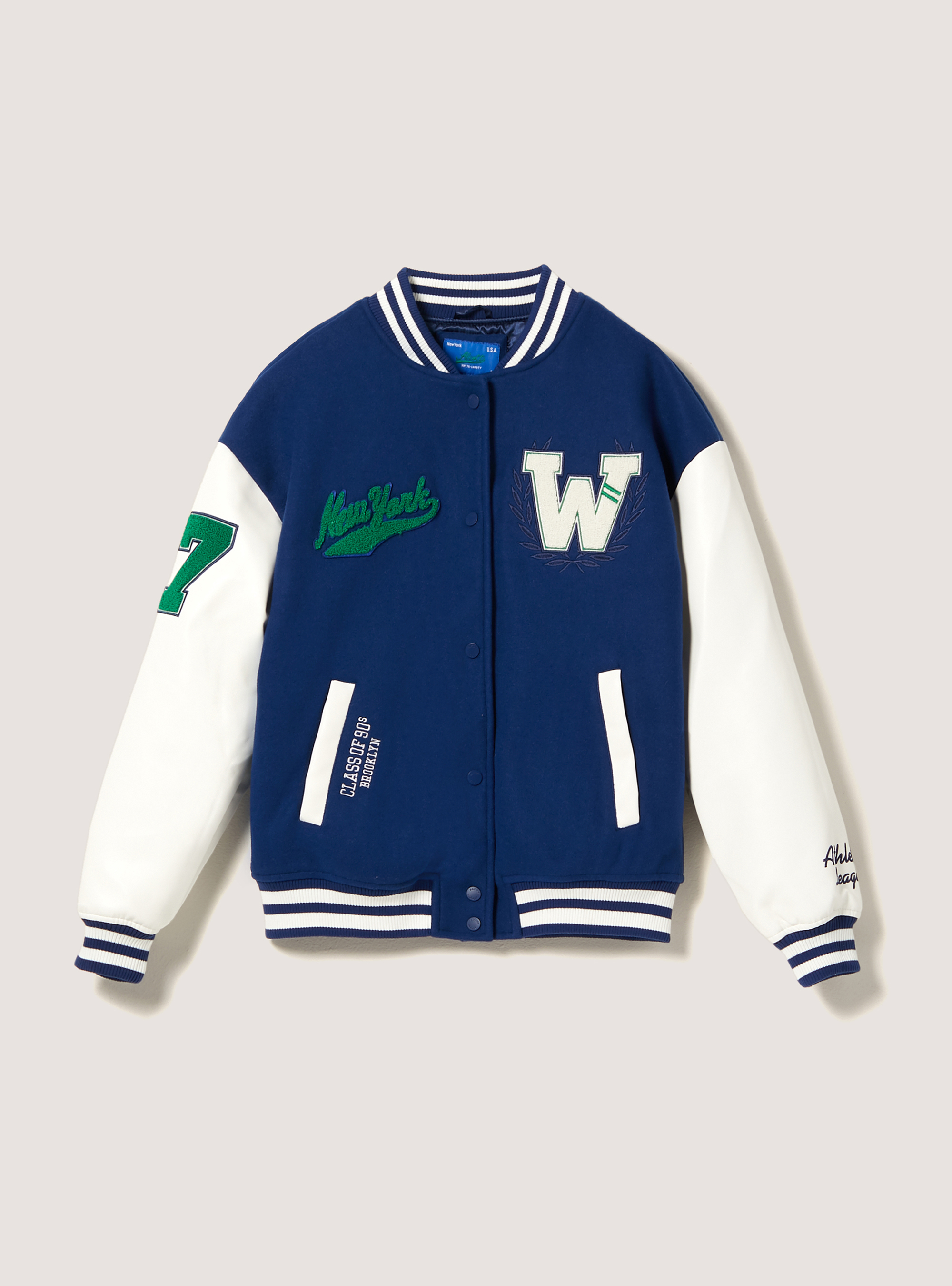 College Bomber Jacket with Patches, RY2 MEDIUM ROYALE