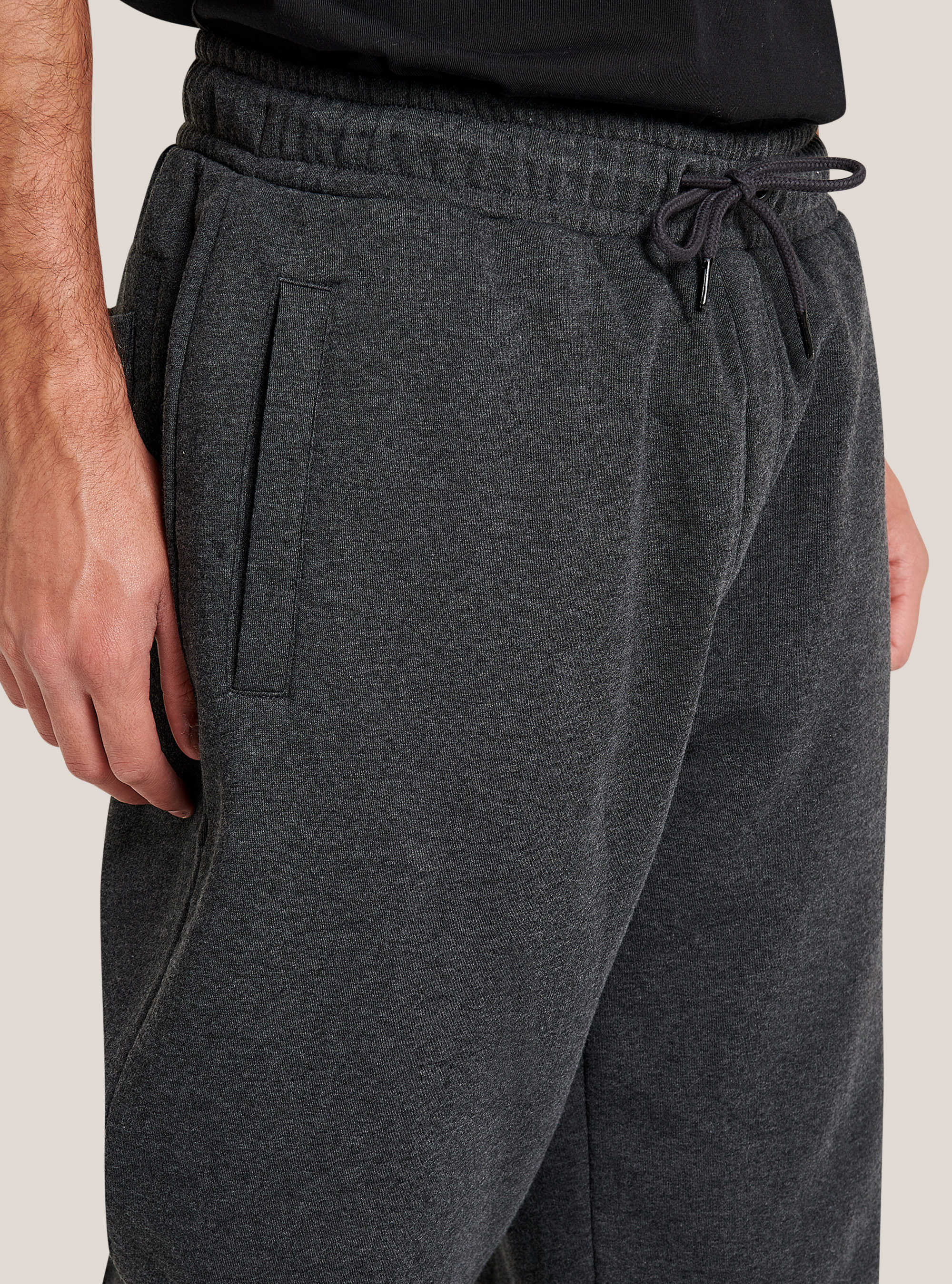 Basic cotton jogger trousers, GREY MELANGE