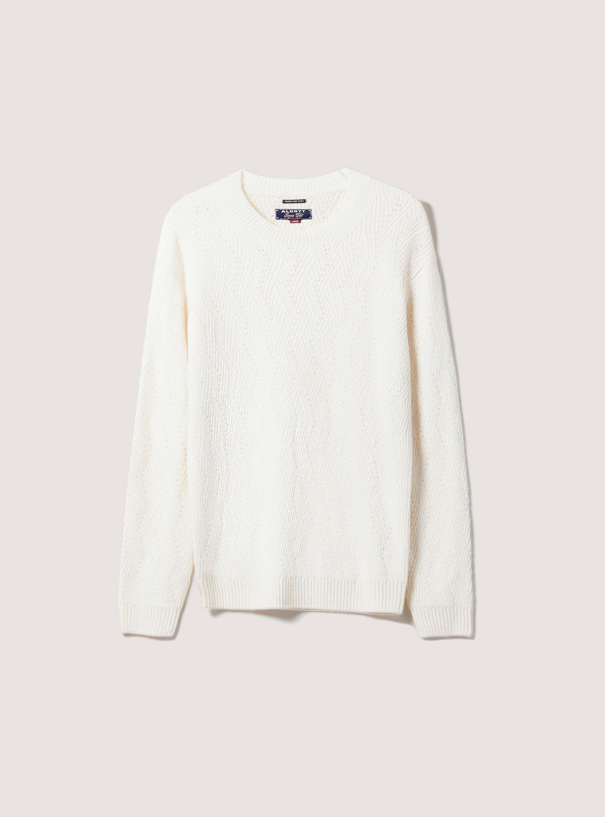 Soft pullover with geometric texture, WH2 WHITE