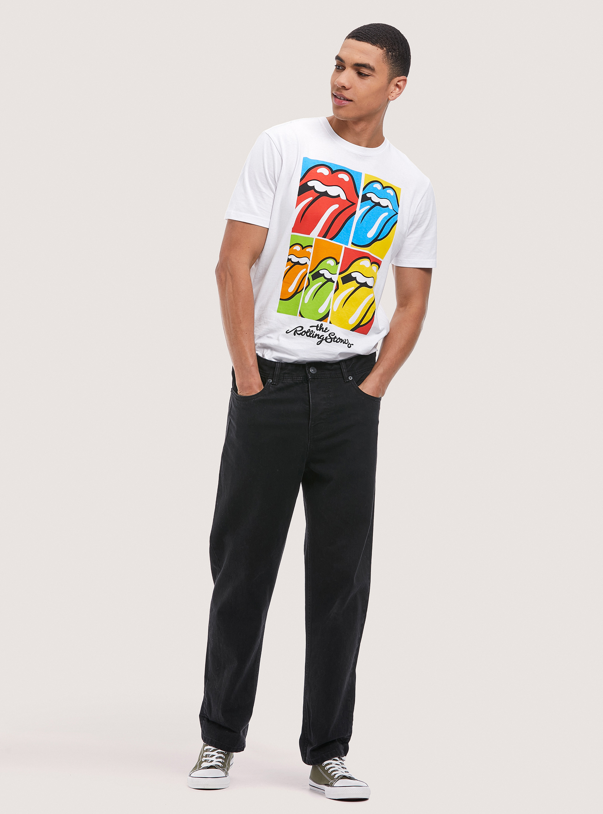 Vaqueros dad fit de algodón, NEGRO