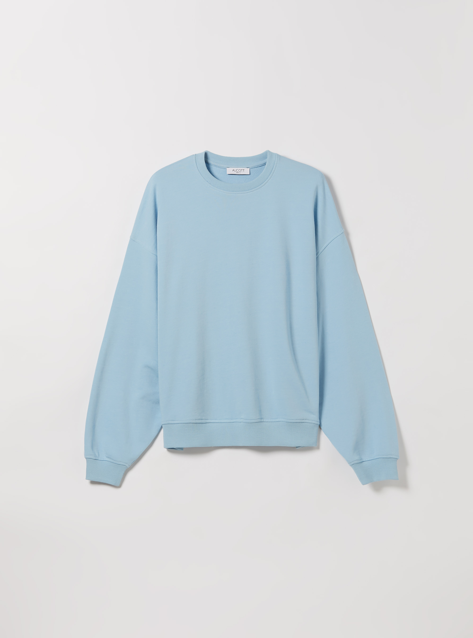 Plain cotton crew-neck sweatshirt, AZ3 AZURE LIGHT