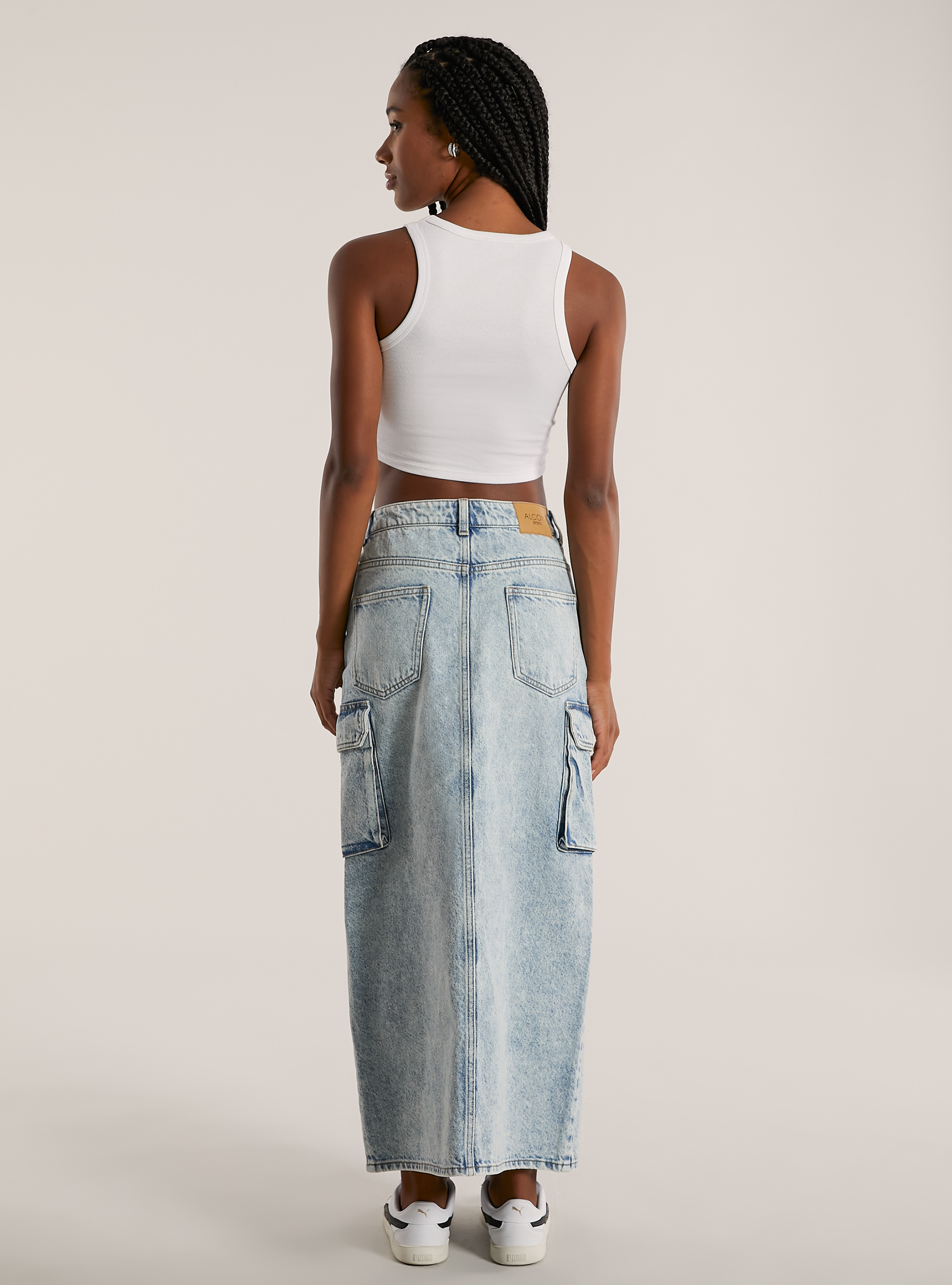 Cargo longuette skirt, D006 AZURE