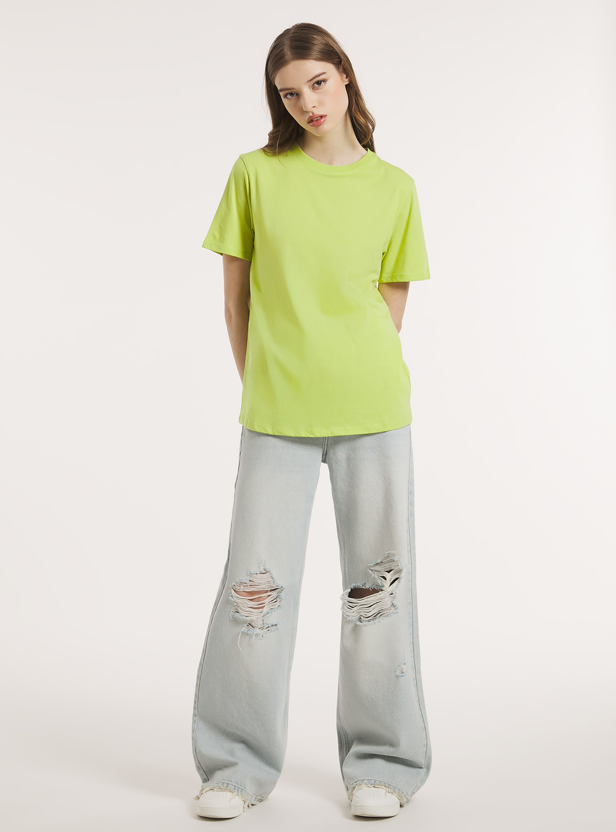 Crew-neck cotton T-shirt, GC2 ACID GREEN MEDIUM