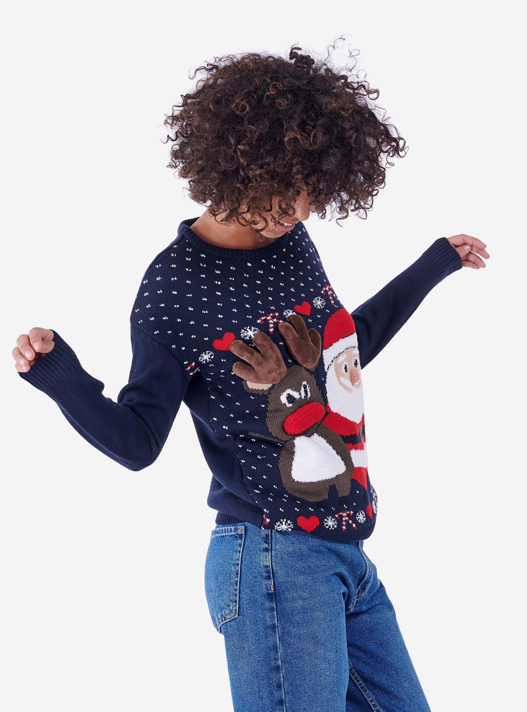 UGLY CHRISTMAS SWEATER CREWNECK, BLUE NAVY