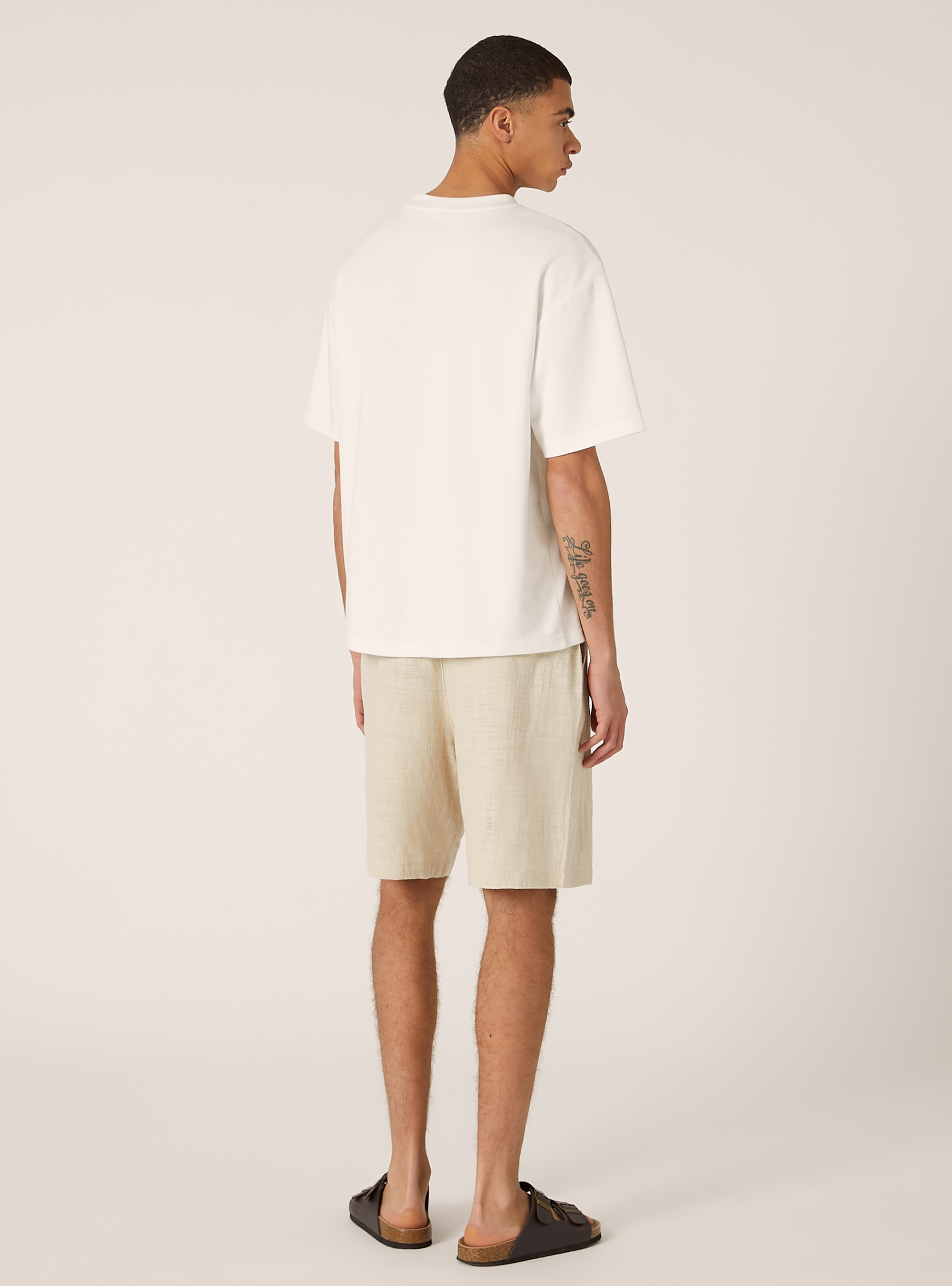 Cotton bermuda shorts with elastic waistband, BG3 BEIGE LIGHT