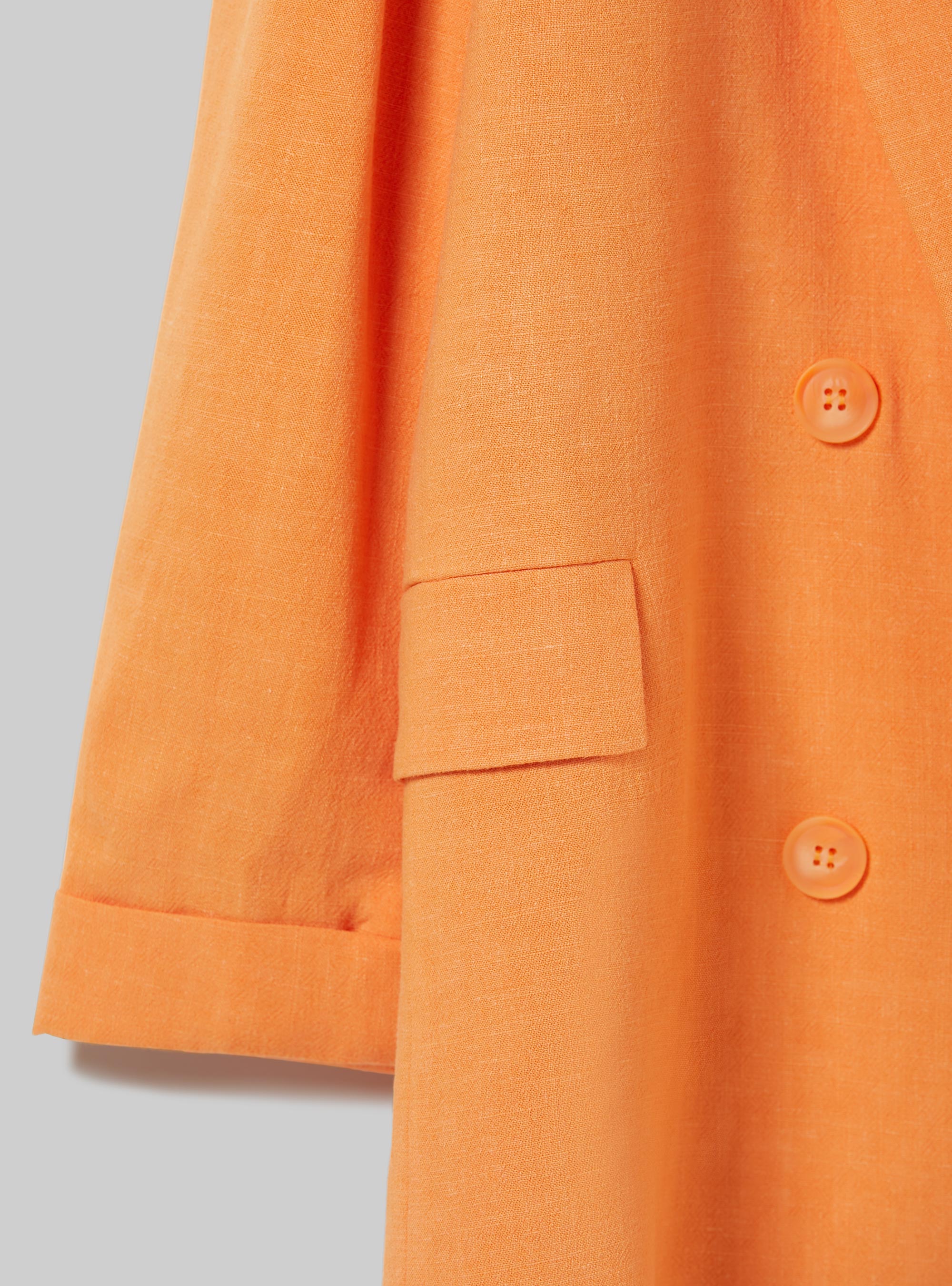 Blazer doppiopetto in misto lino, OR2 ORANGE MED.