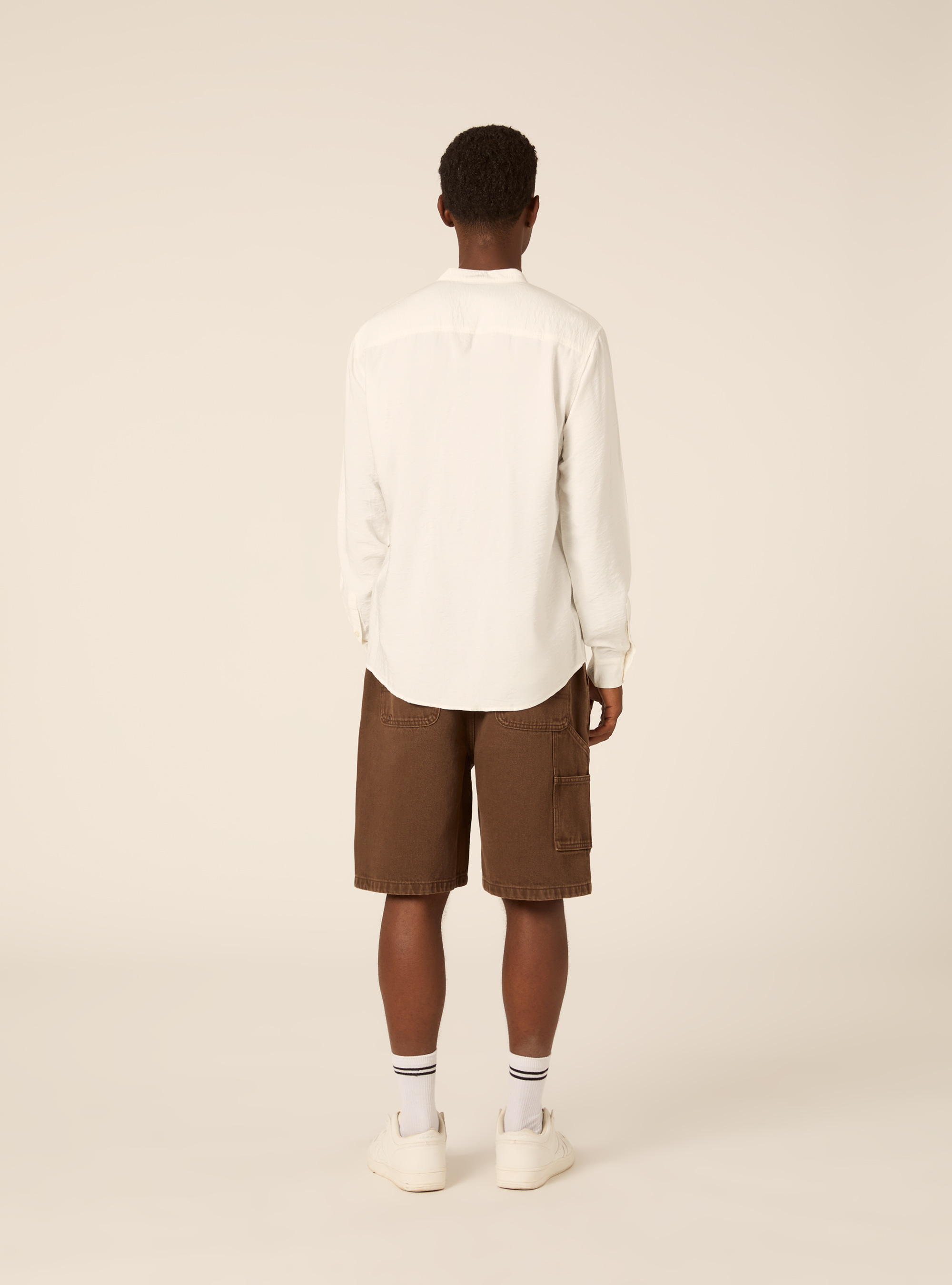 Camicia  in twill morbido, OFF WHITE