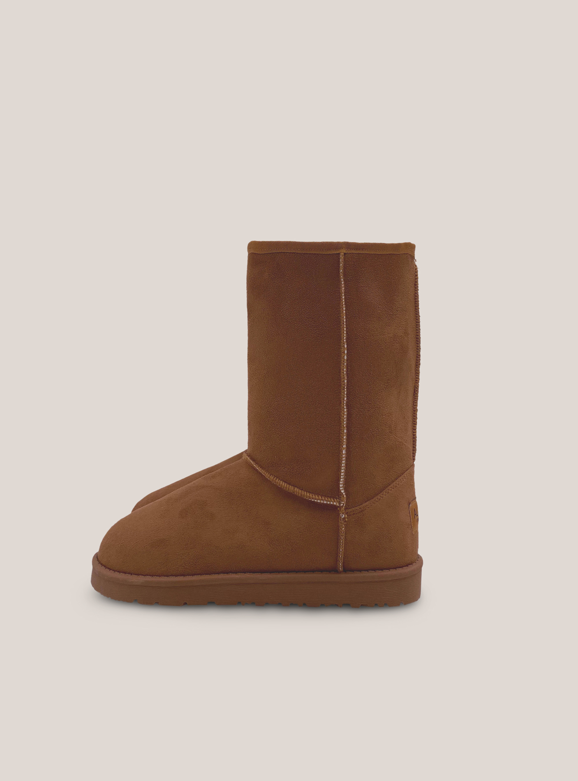 Stivaletti scamosciati con eco pelliccia interna, CAMELLO