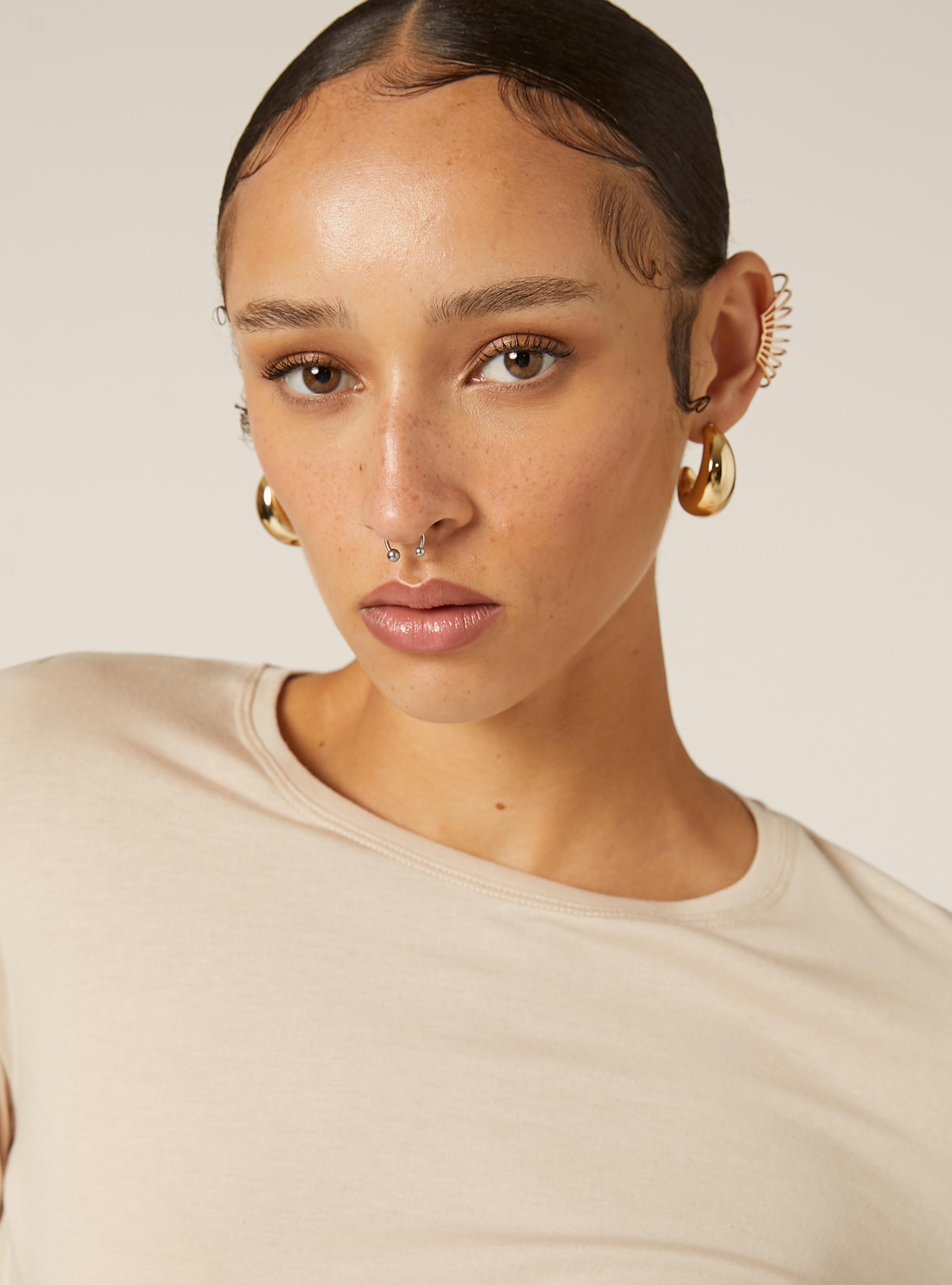 Camiseta básica de manga larga, BG3 BEIGE LIGHT