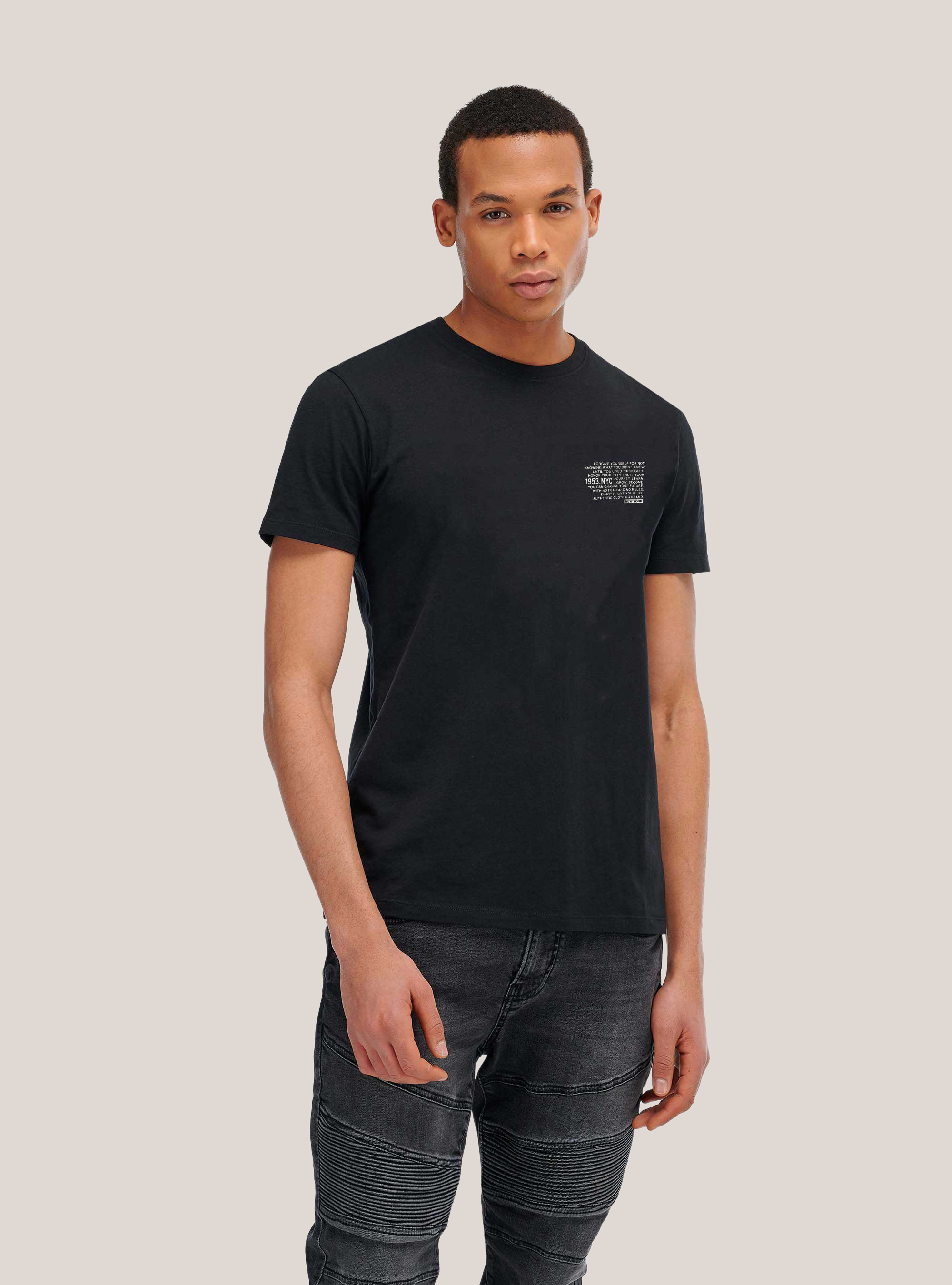 T-shirt with lettering detail, BLACK