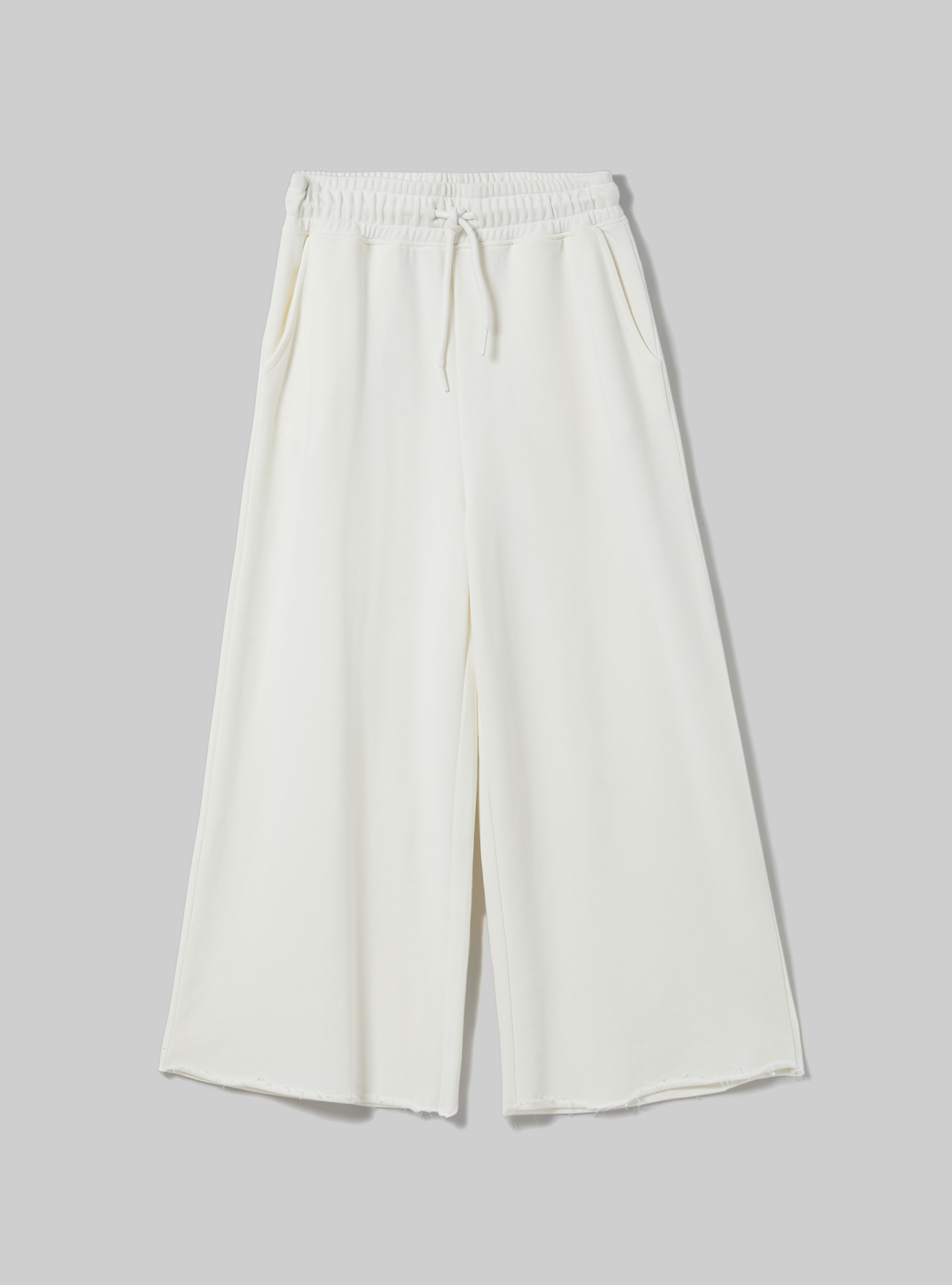 Cropped fleece leggings with elasticated waistband, WH1 OFF WHITE