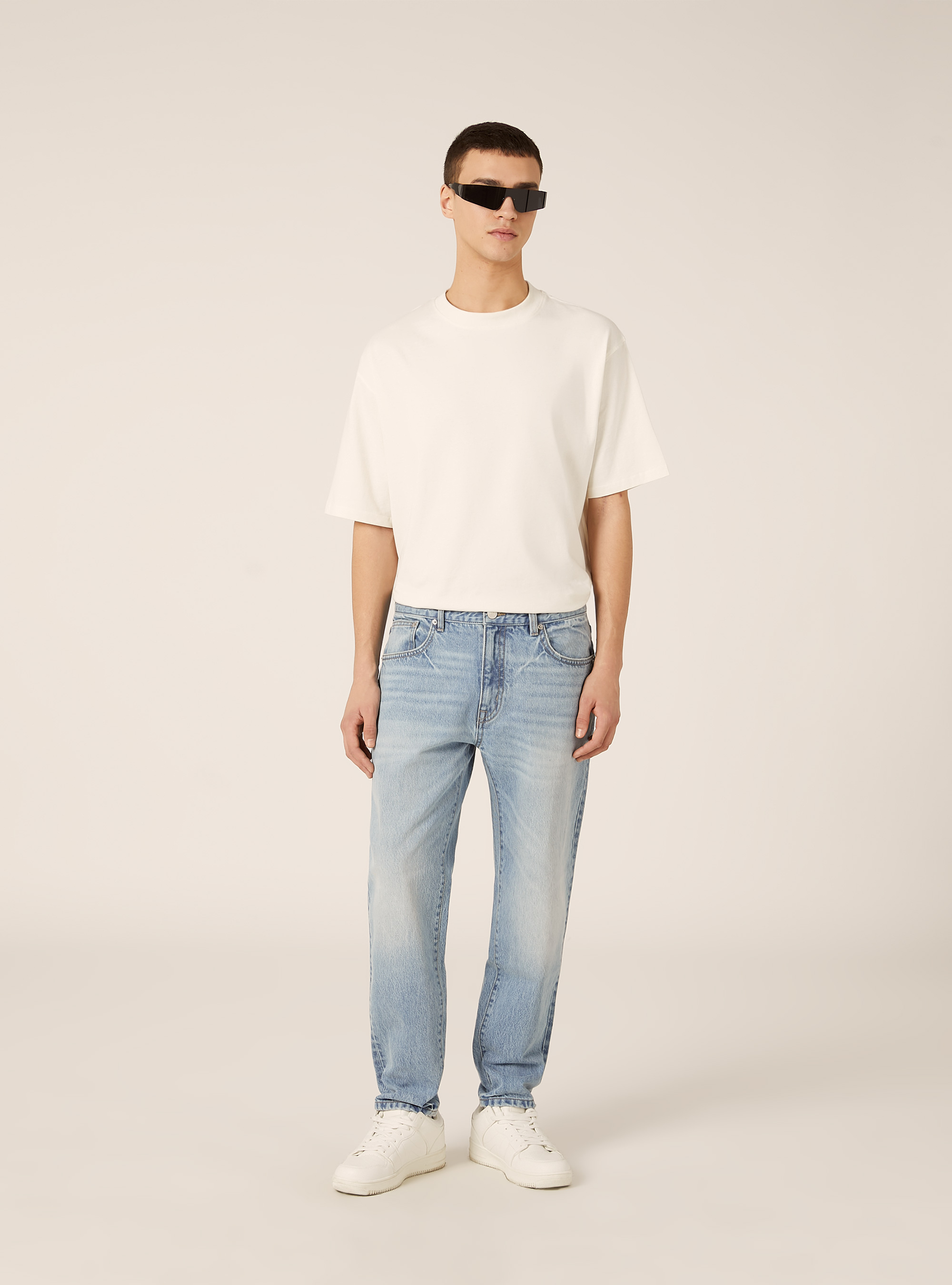 Pantaloni in denim loose fit, D006 AZURE