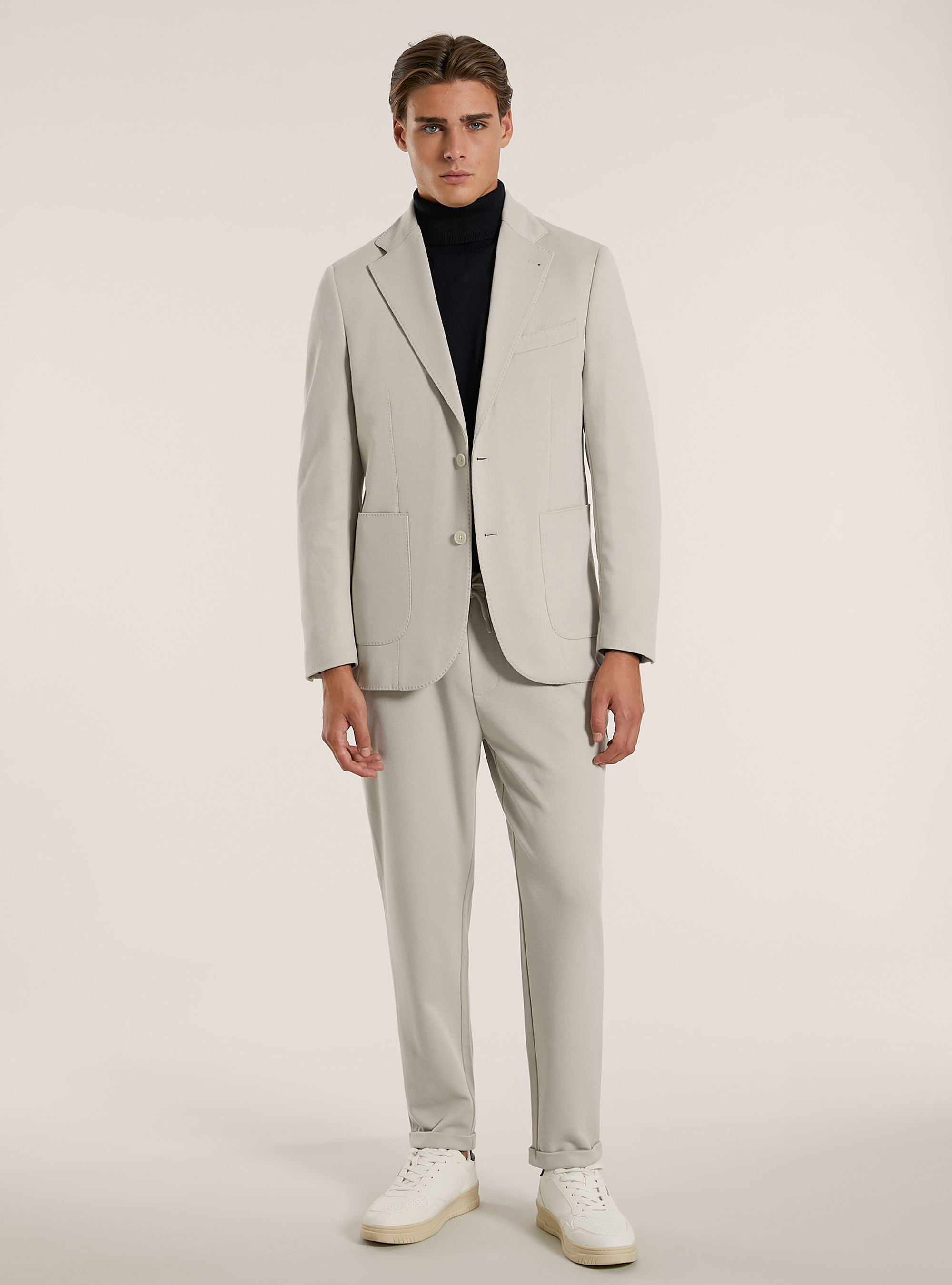 Trousers with honeycomb texture, BG2 BEIGE MEDIUM