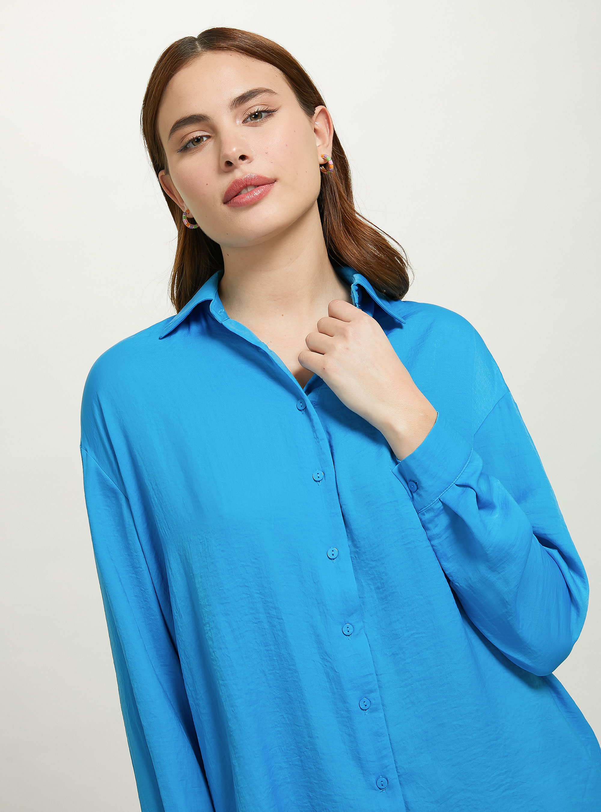 Solid-coloured satin shirt, RY2 ROYALE MEDIUM