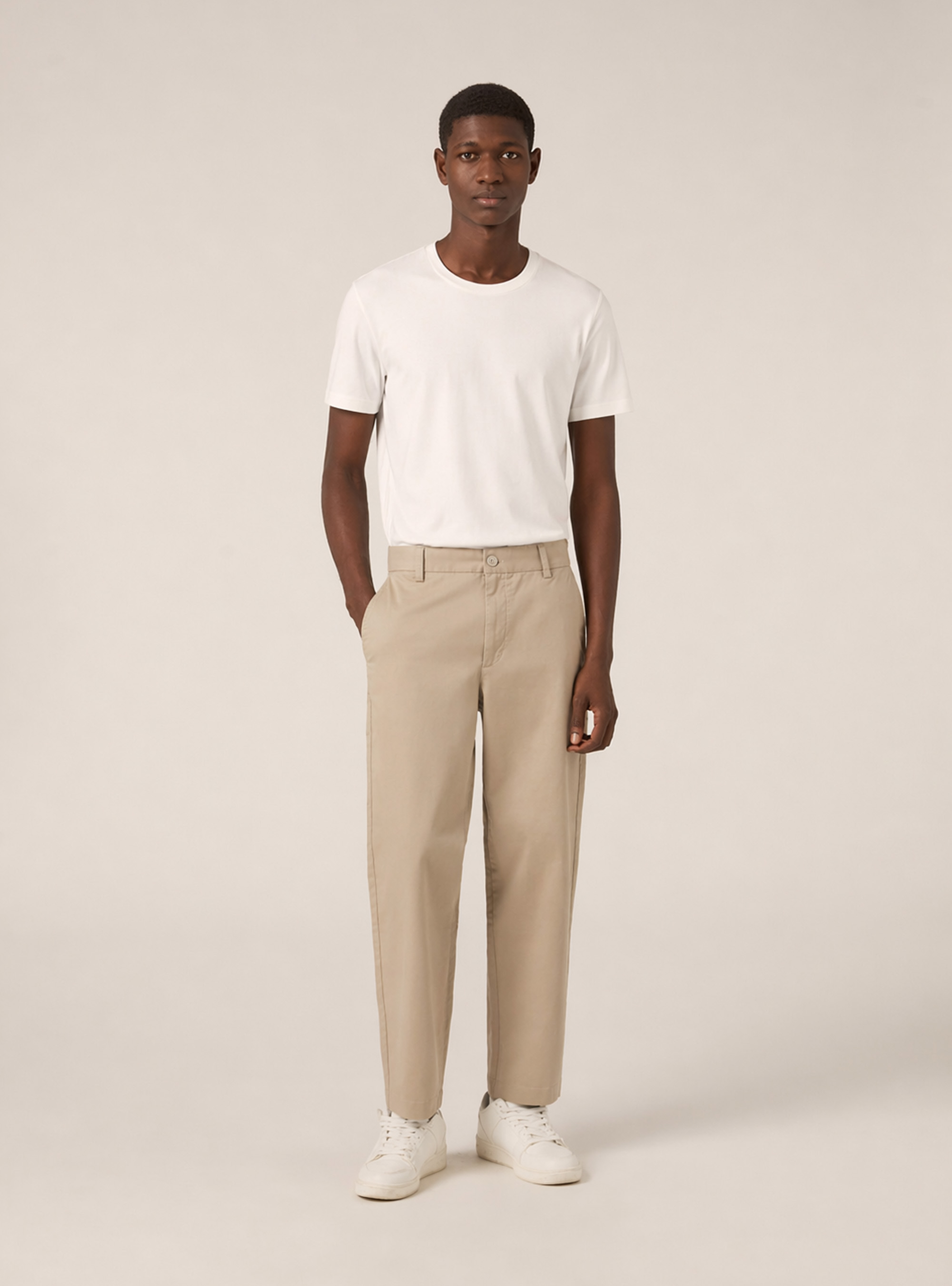 Pantalon chino slim fit en twill stretch, BG2 BEIGE MEDIUM