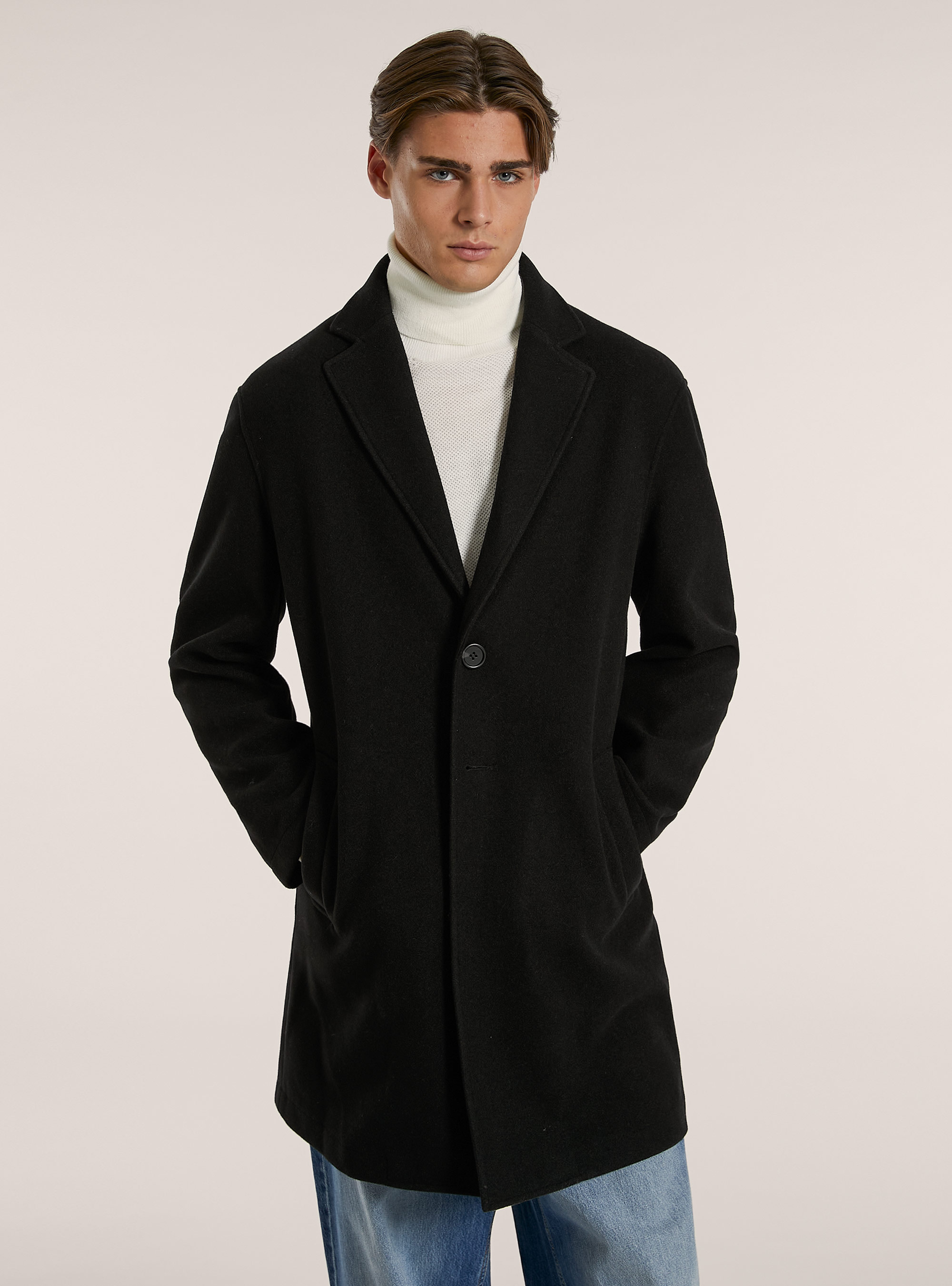 Single-breasted coat, BK1 BLACK