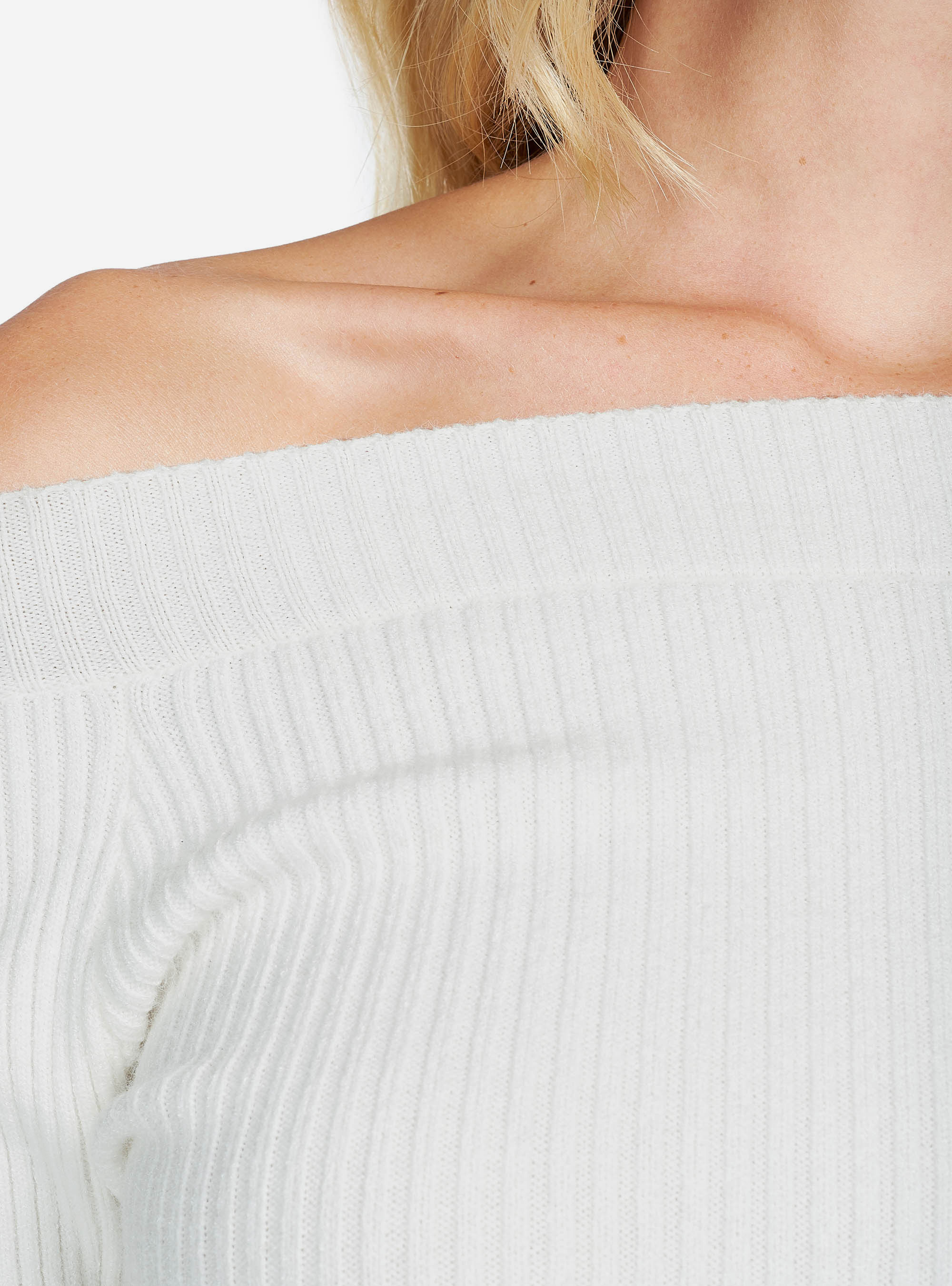 SQUARE NECK PULLOVER, WHITE
