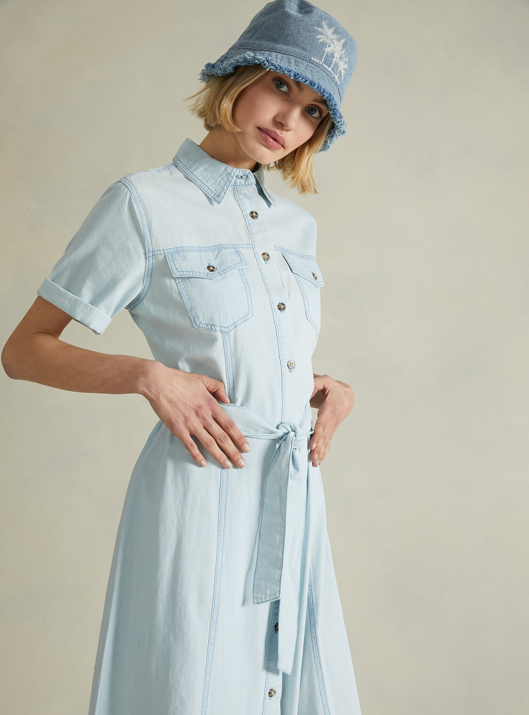 Denim chemisier dress, D007 LIGHT AZURE
