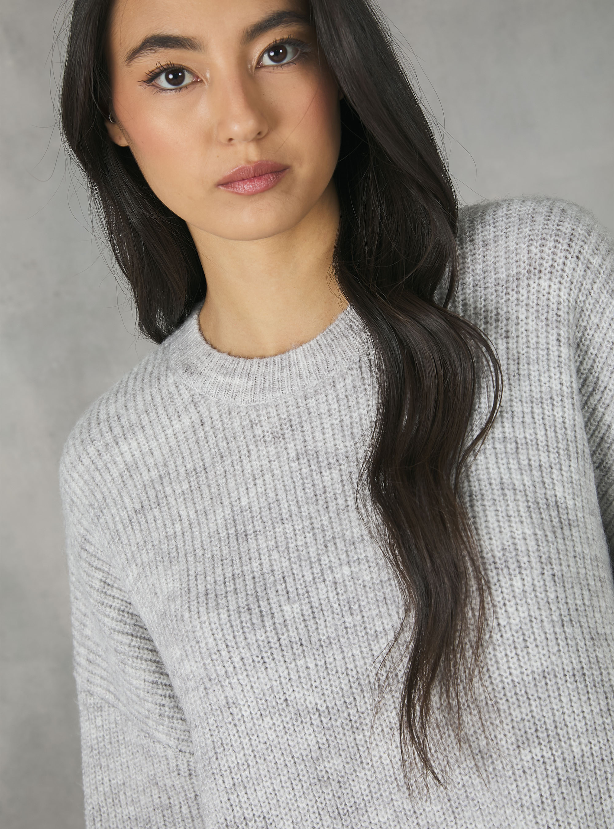 Oversize pullover in English rib, MGY3 GREY MEL LIGHT