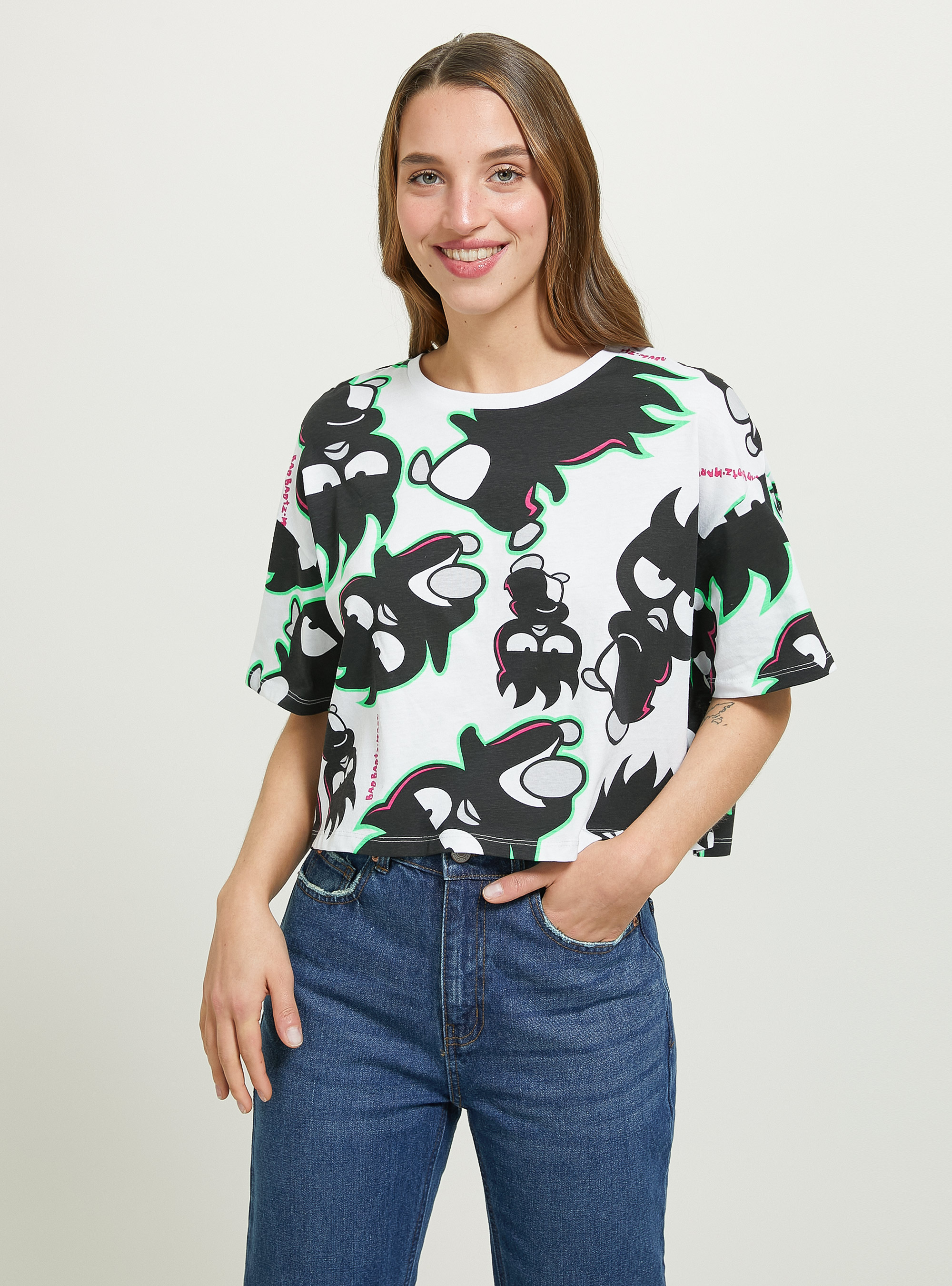 Badtz-Maru / Alcott cropped T-shirt, WH3 WHITE