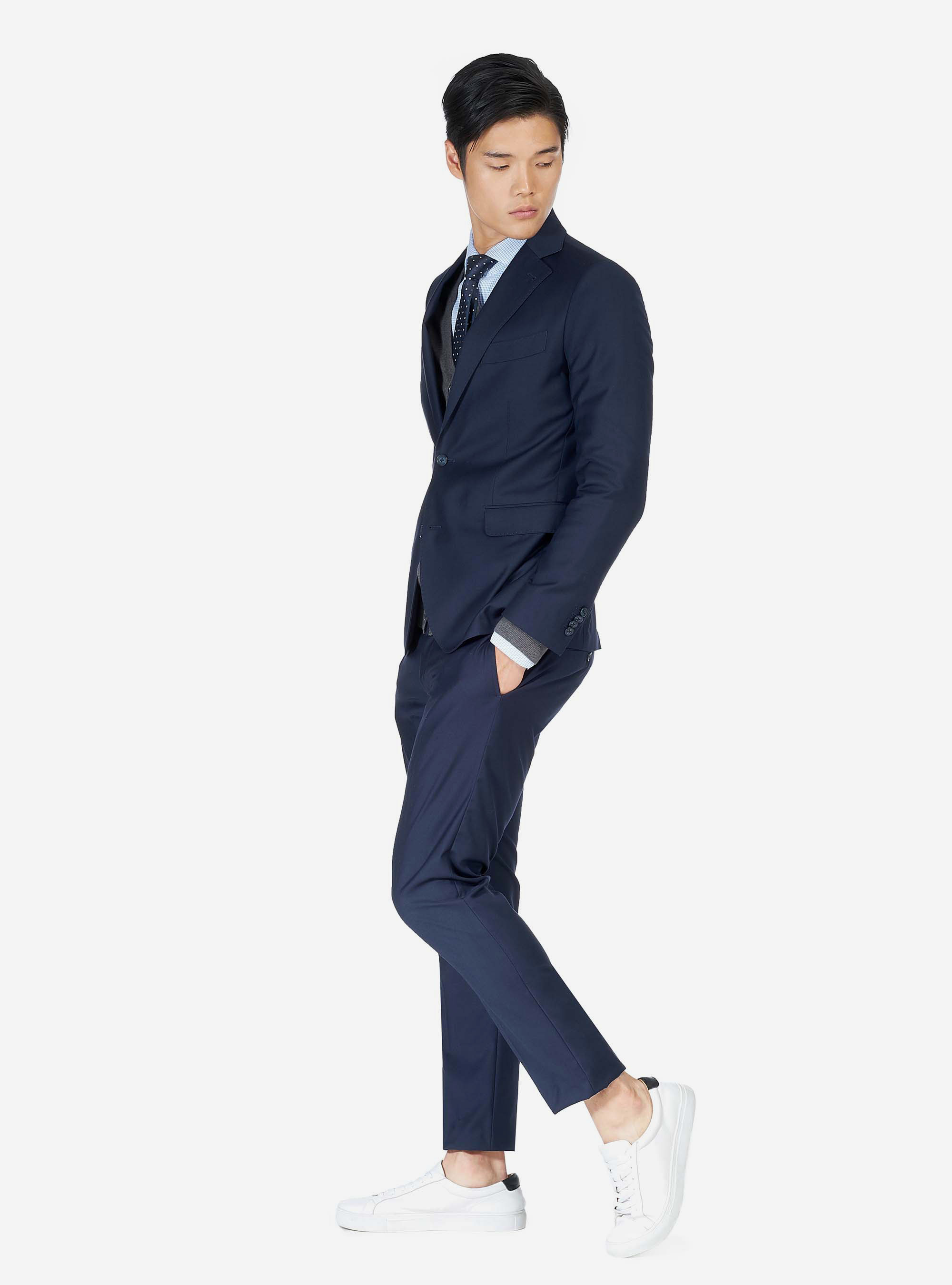 Costume couleur unie 2 boutons, C218 BLUE NAVY