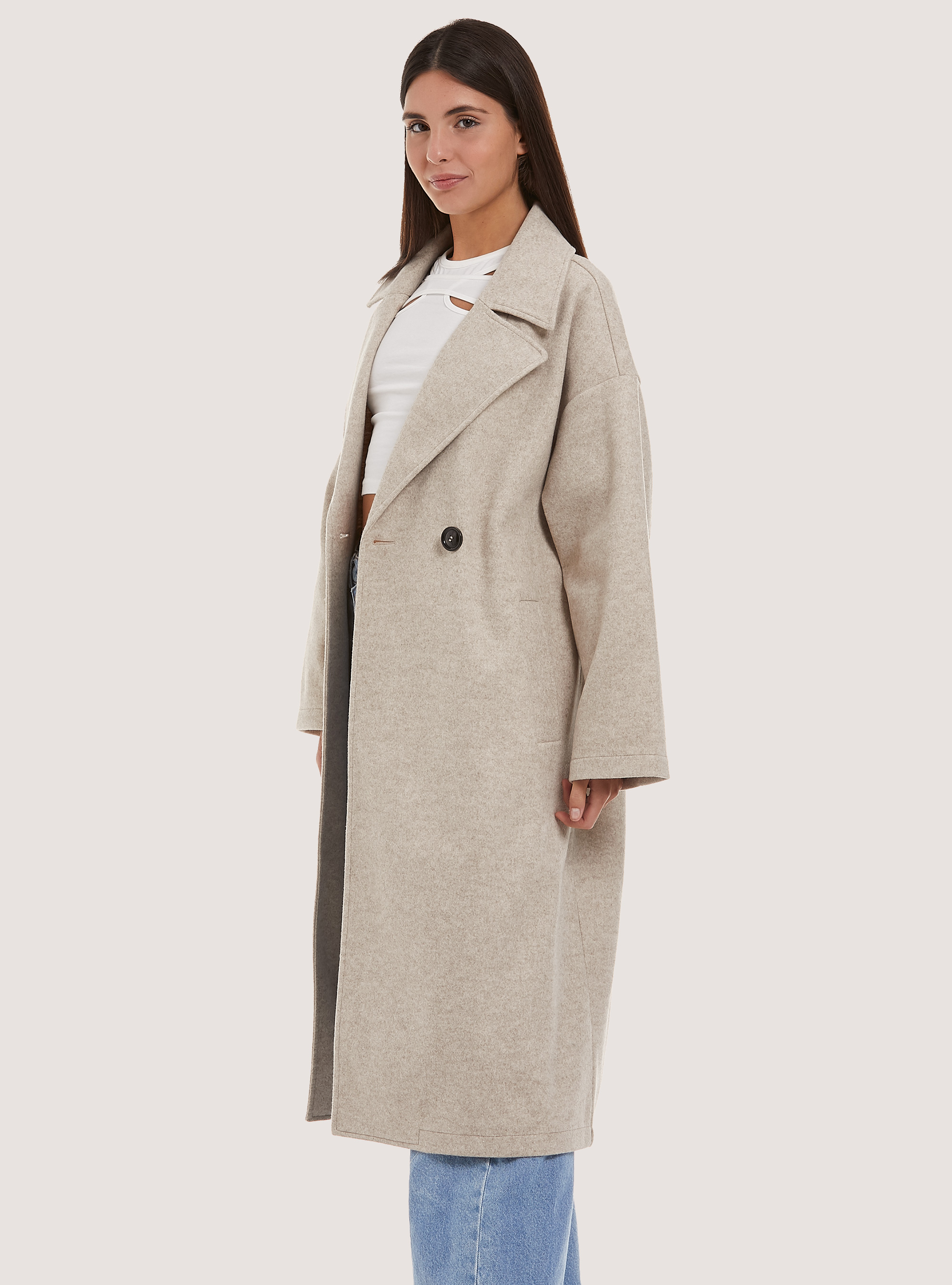 Oversized gauze knit coat, WH1 OFF WHITE