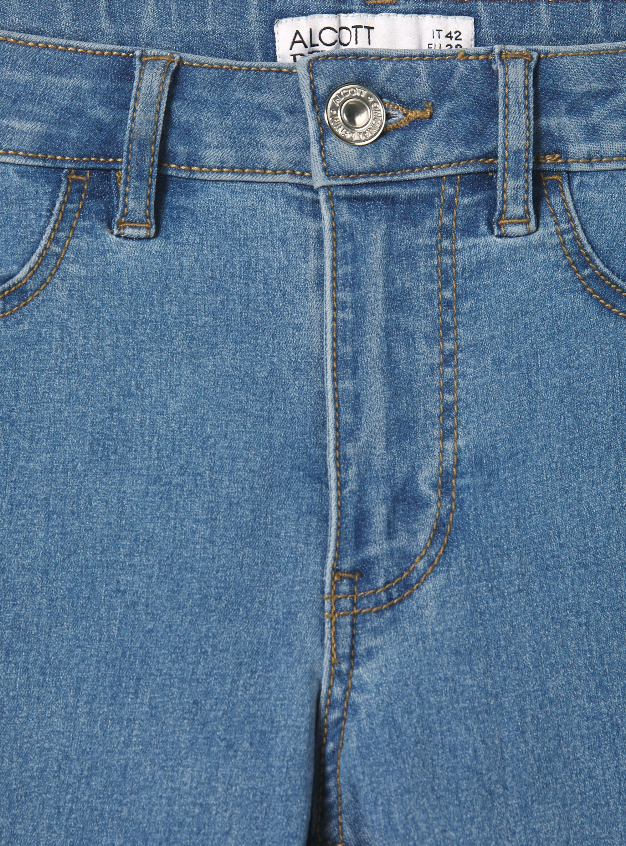 Jean super skinny taille haute en denim stretch, D006 AZURE