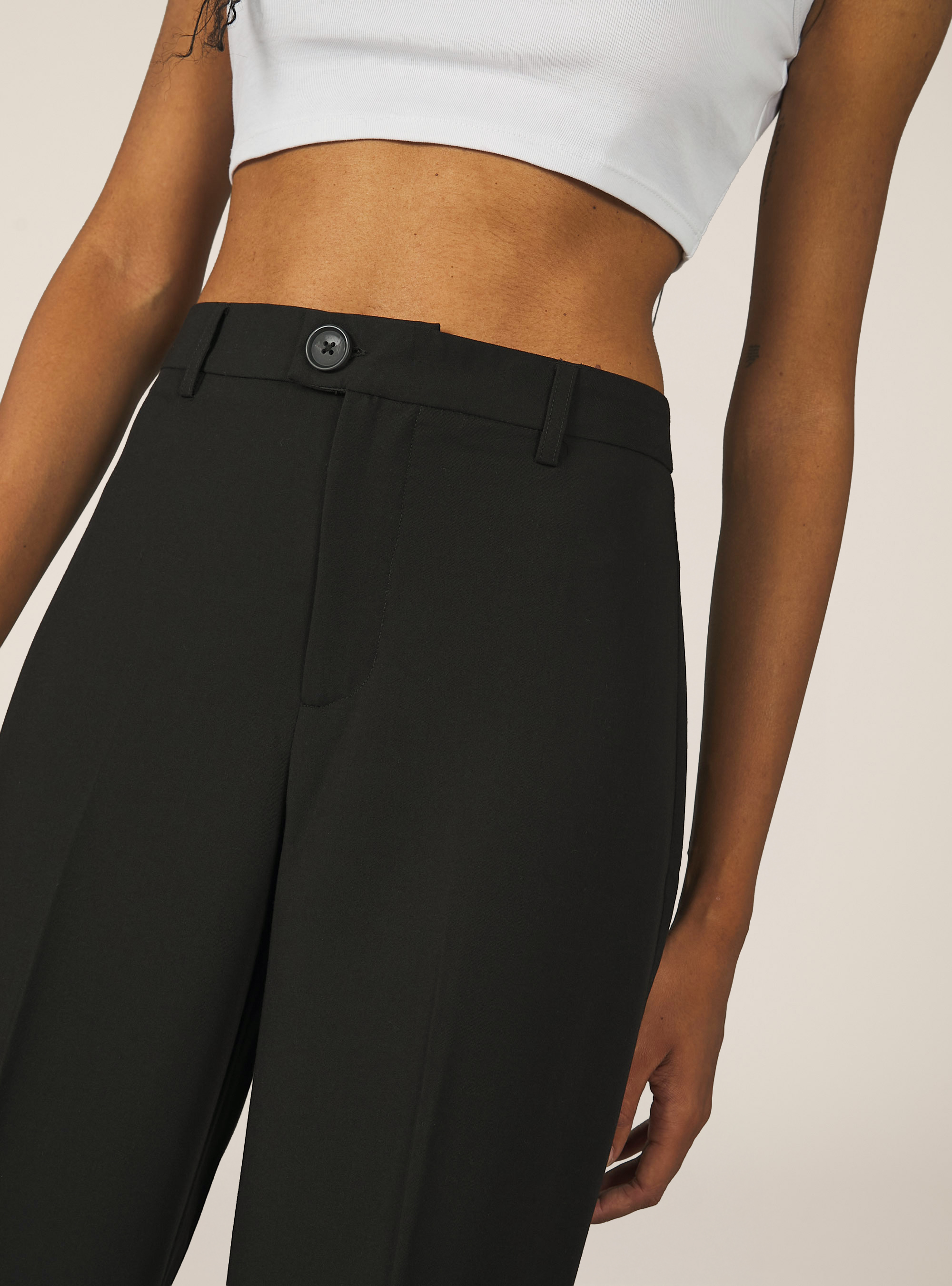 Pantalon de tailleur à coupe droite, BK1 BLACK