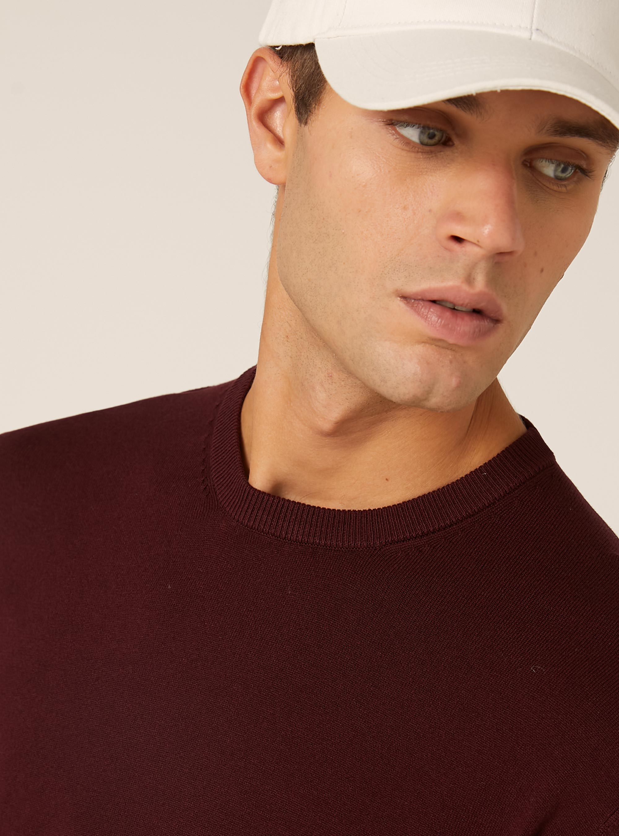 Jersey de cuello redondo de viscosa Ecovero, BO1 BORDEAUX DARK