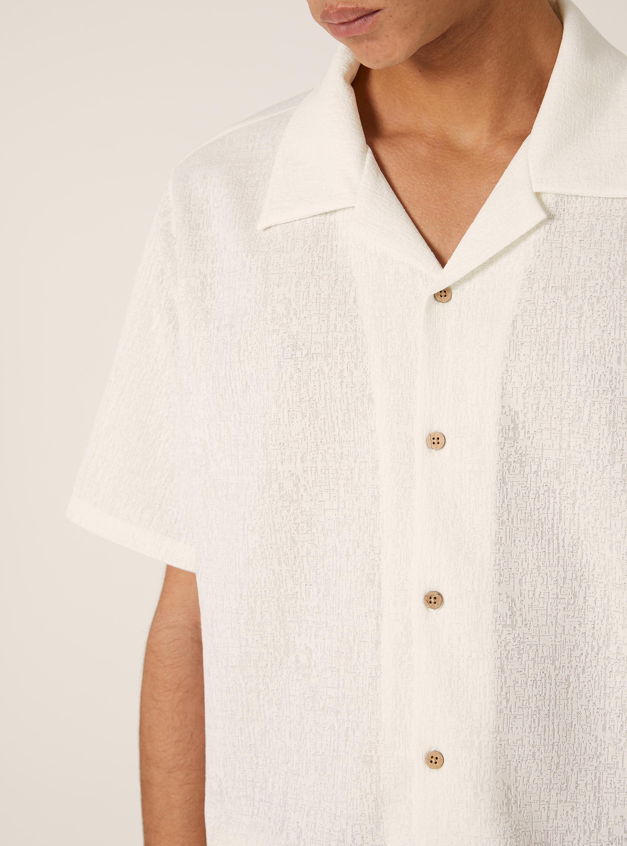 Chemise &agrave; manches courtes avec texture, WH1 OFF WHITE