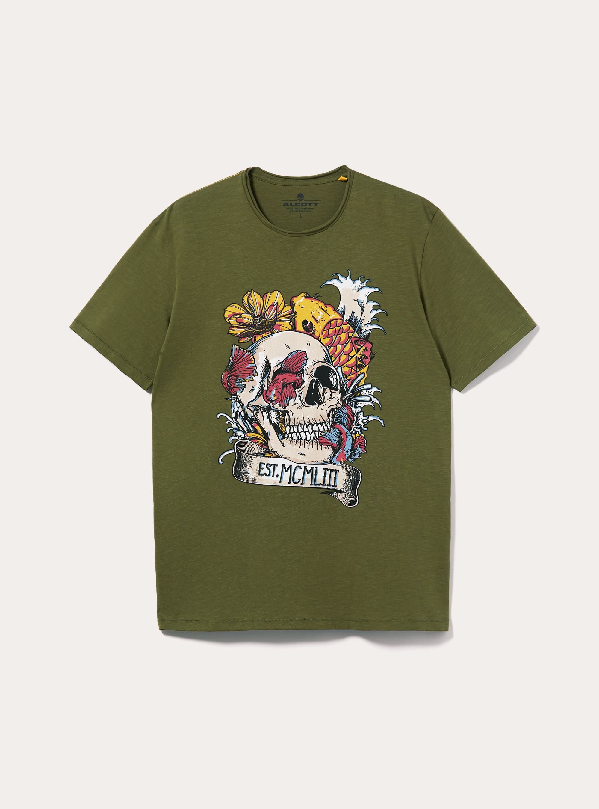 T-shirt en coton avec imprimé, C6645 KAKY