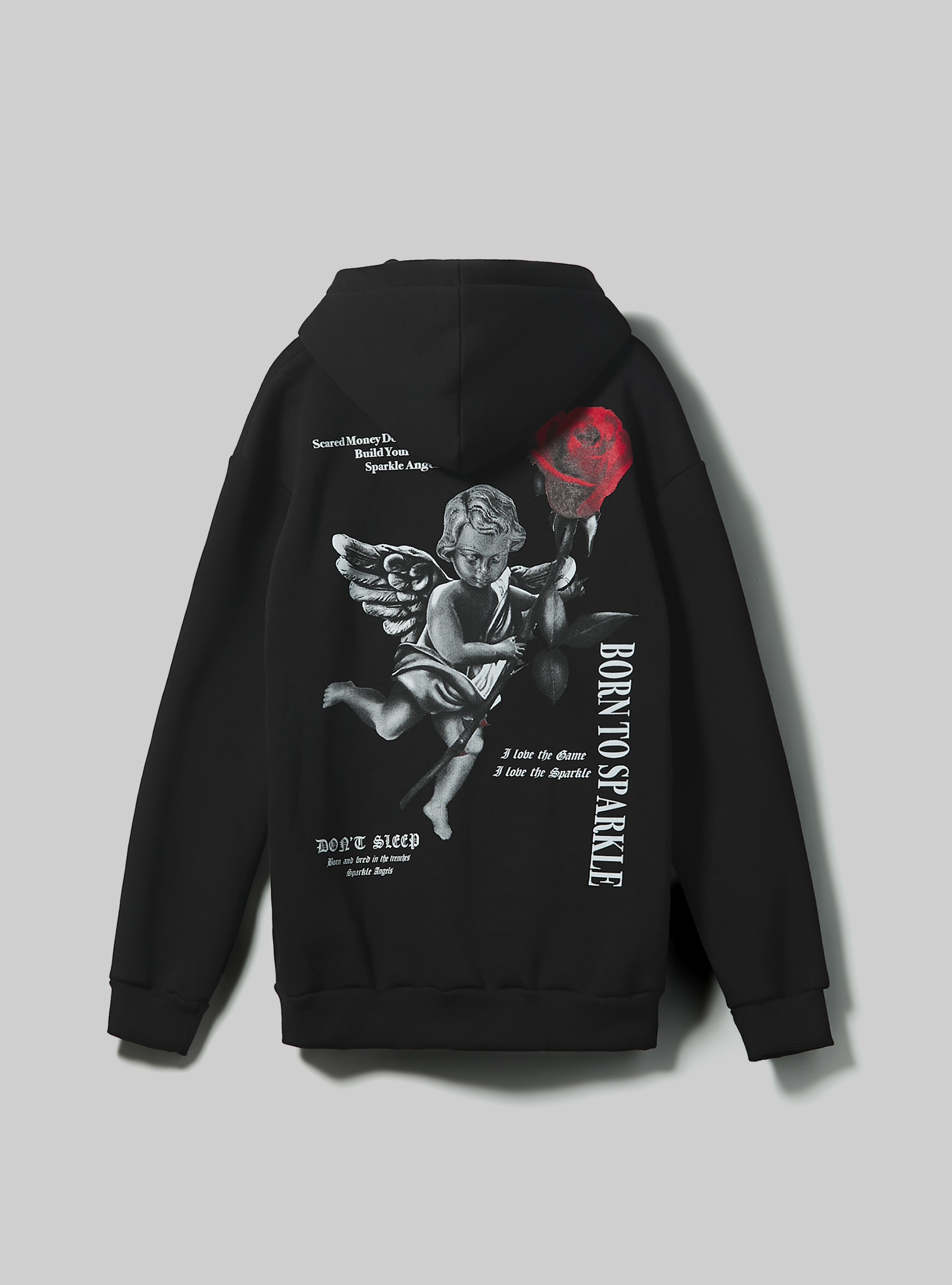 Hoodie with print, BK1 BLACK