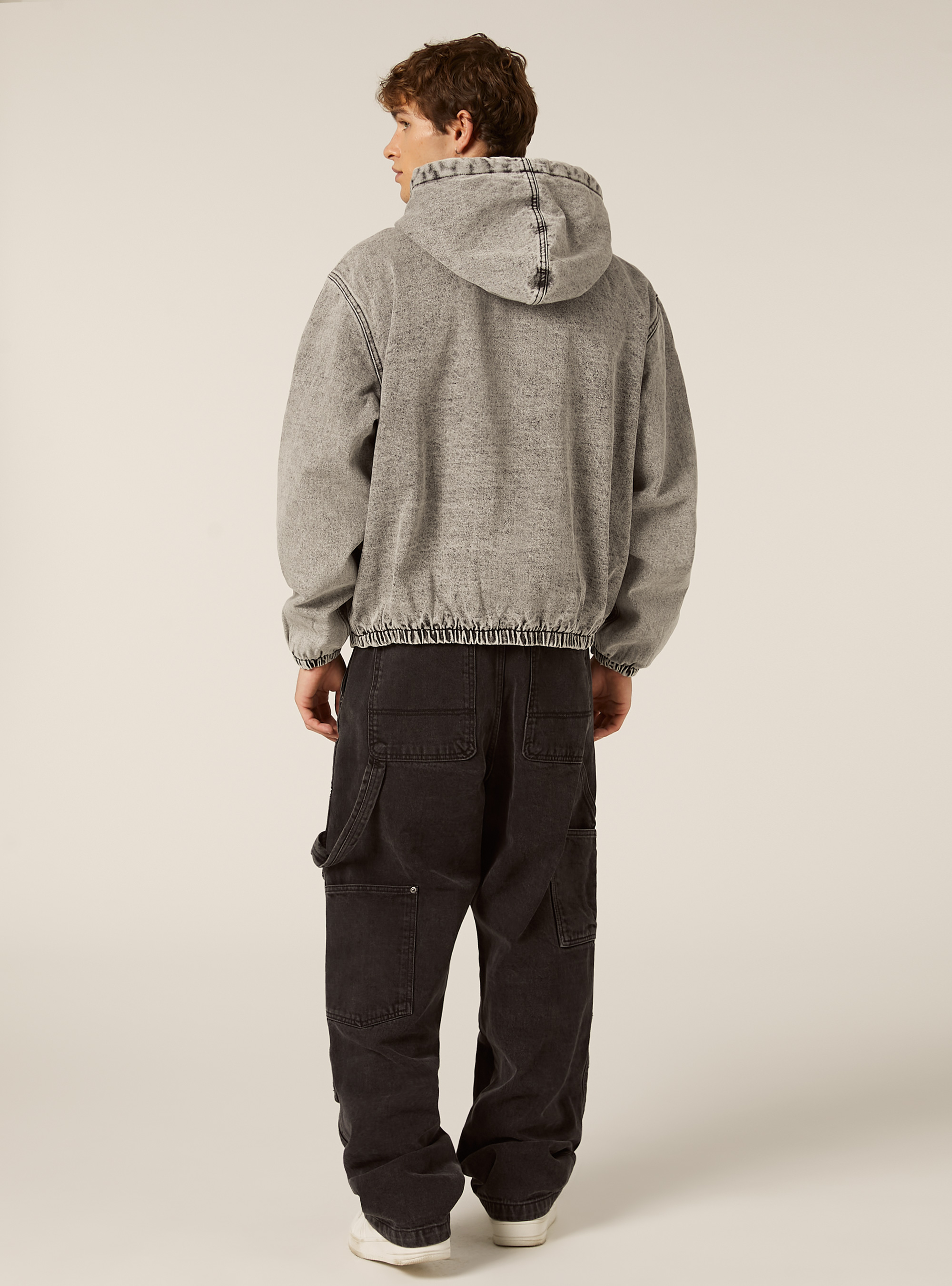 Chaqueta vaquera con forro de piel, D00G GREY