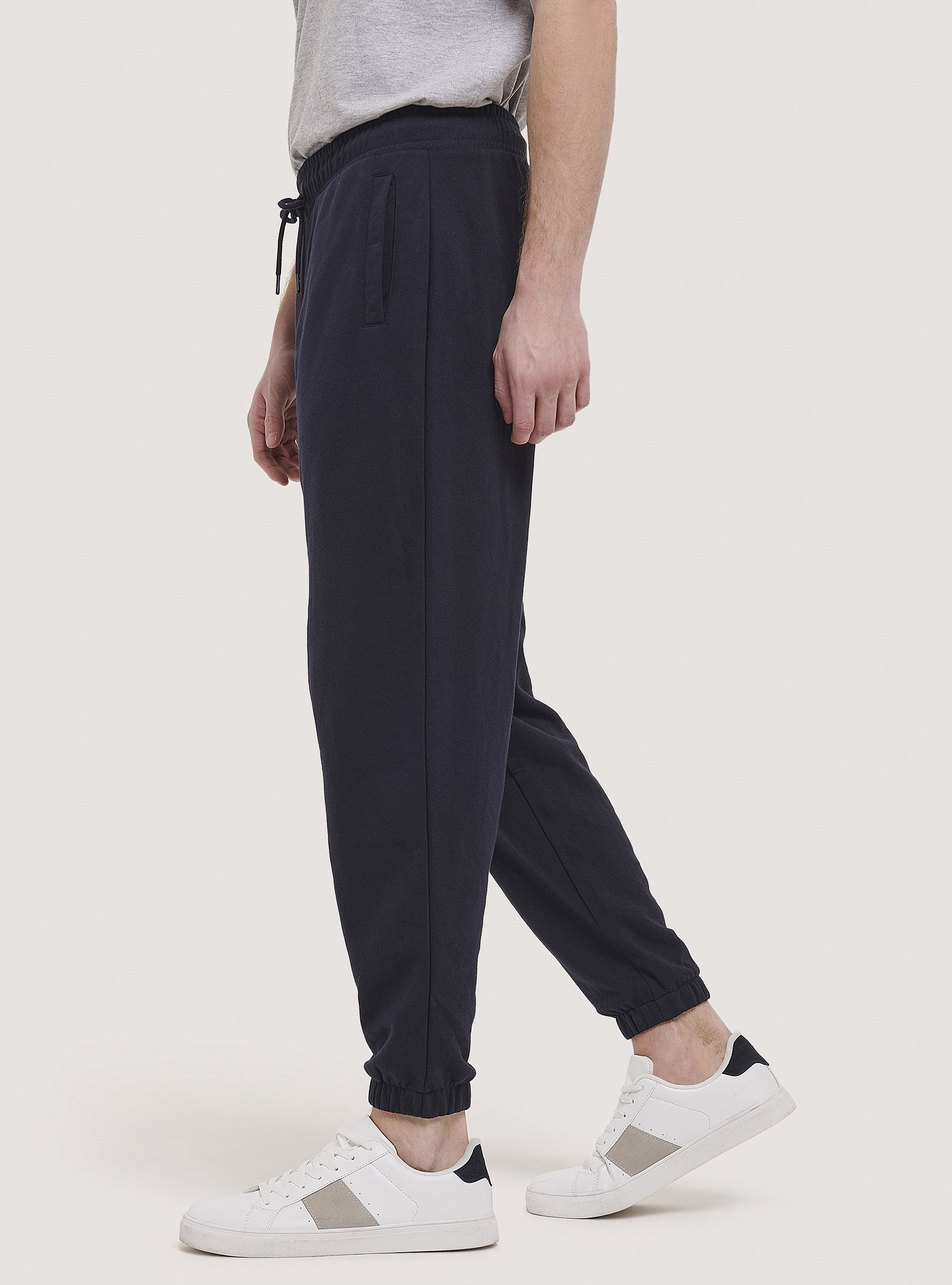 Pantalon de jogging en coton basique, C210 BLUE NAVY