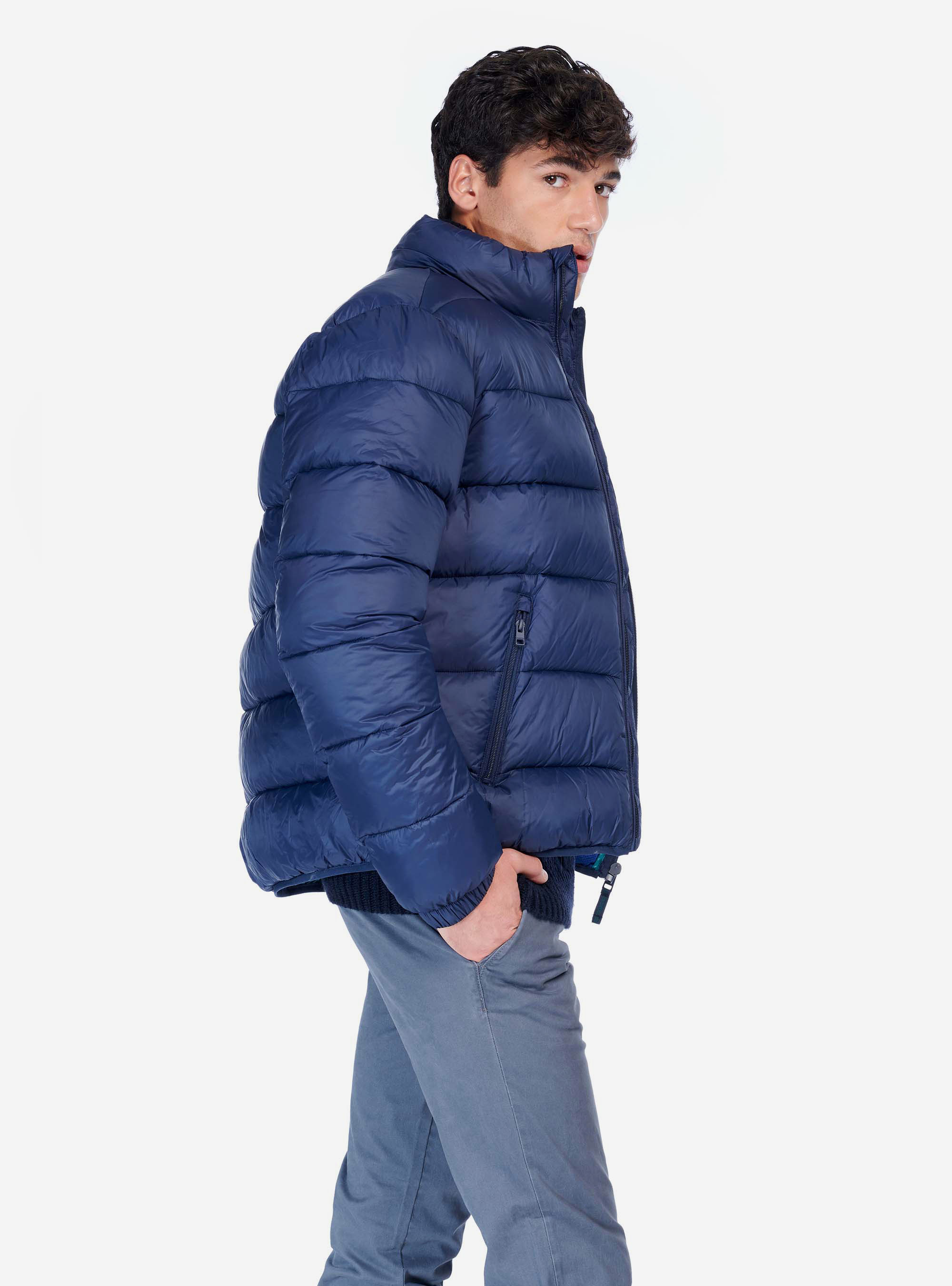 Blouson puffy avec capuche, C2271  BLUE NAVY