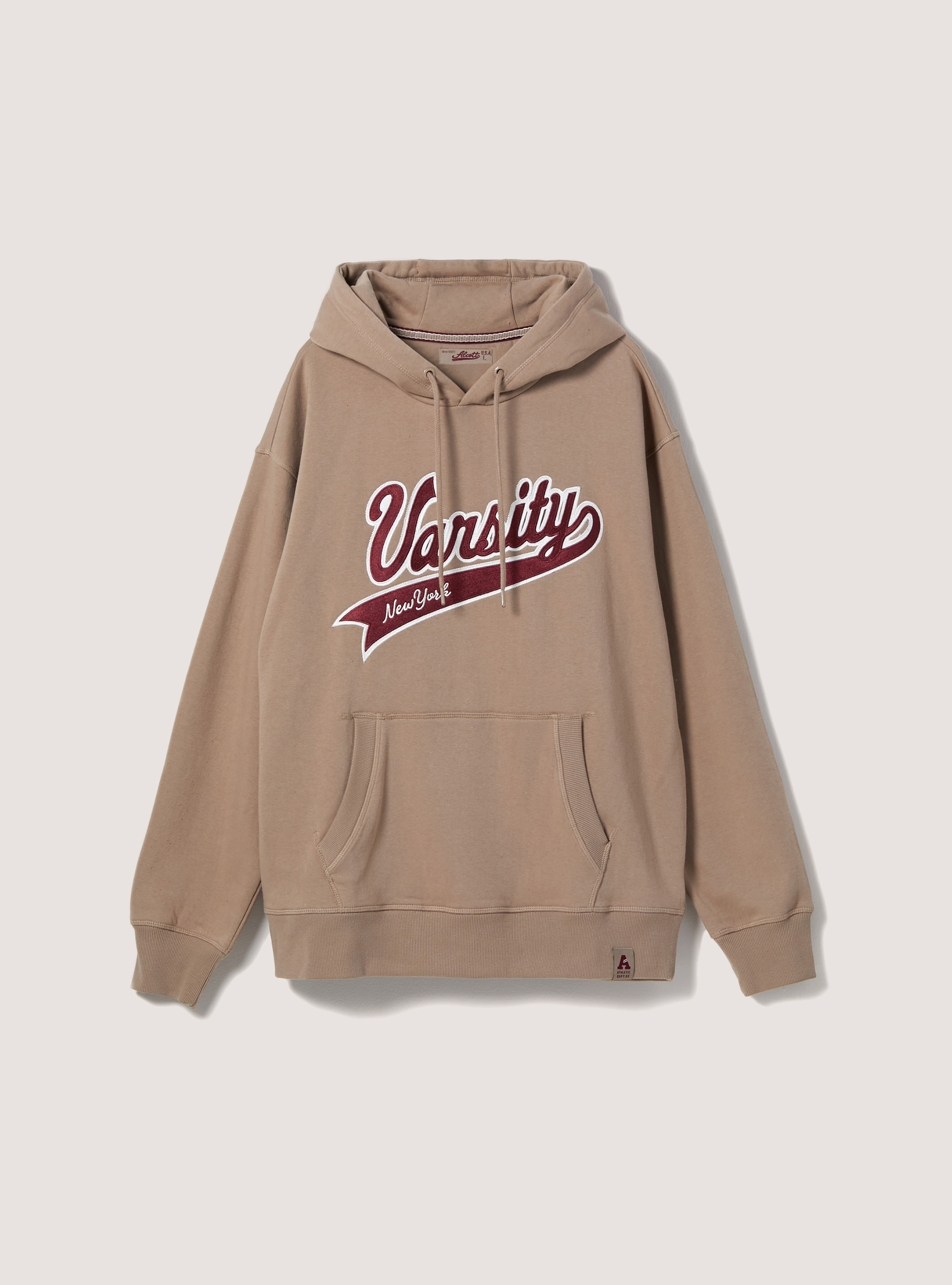 Hoodie with college patch, BG3 BEIGE LIGHT